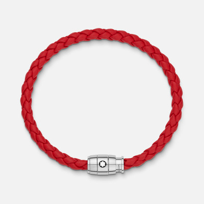 Montblanc Bracelet Steel 3 rings closing and Red leather outlook