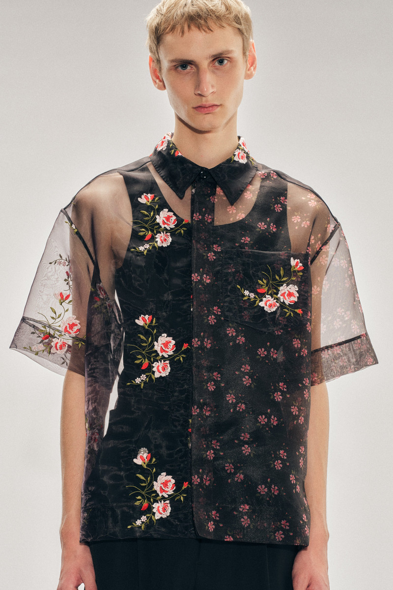 Simone Rocha Sheer Patchwork Boxy Shirt outlook