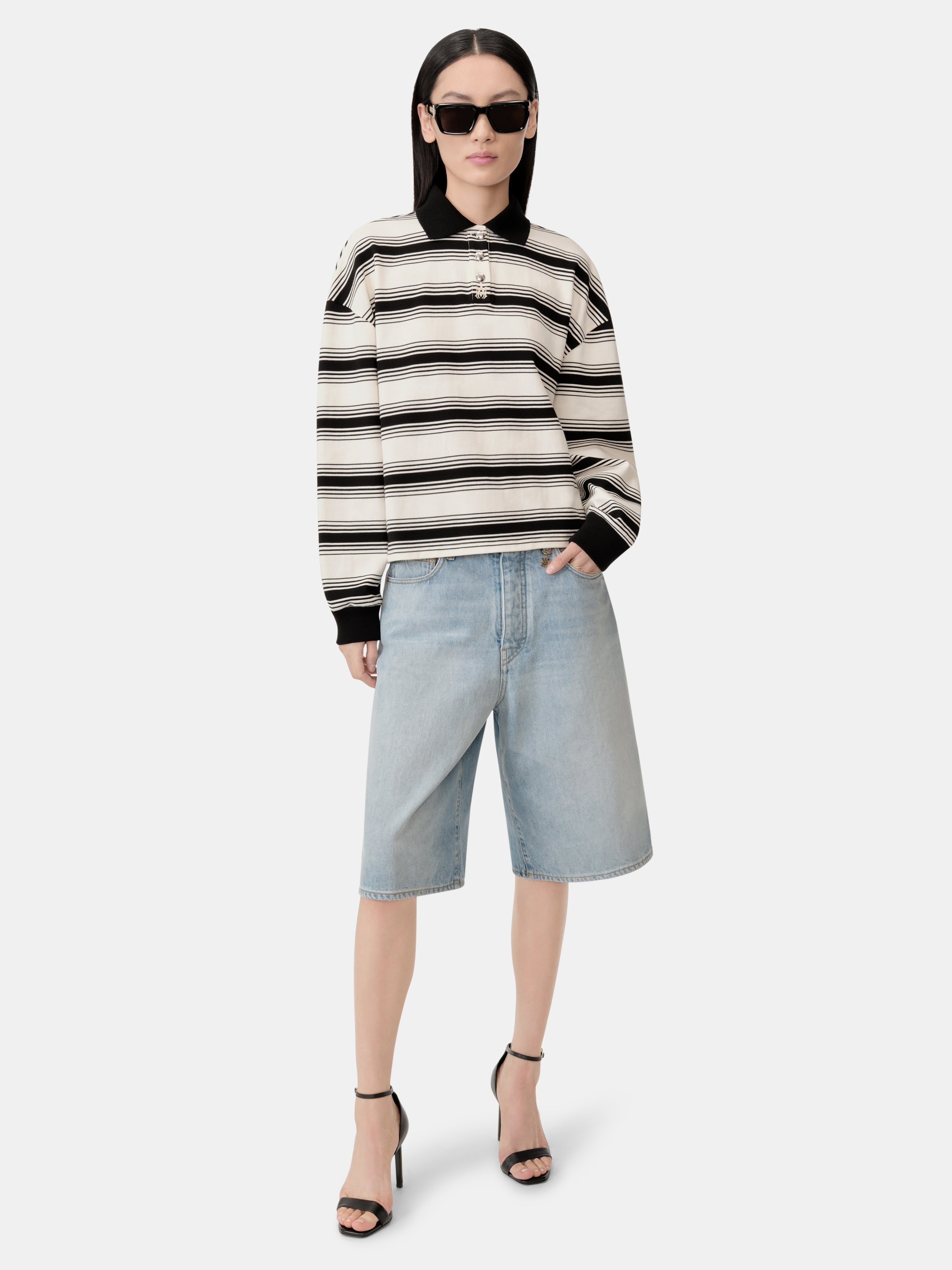 WOMEN'S MA STRIPE OVERSIZED POLO - 3