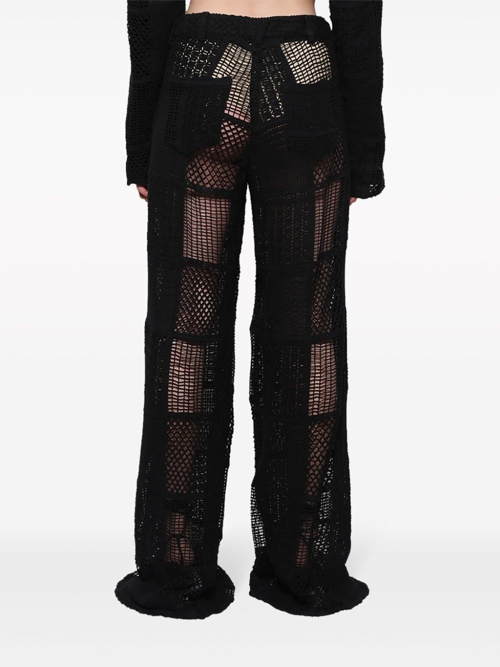 crochet-knit wide-leg trousers - 5
