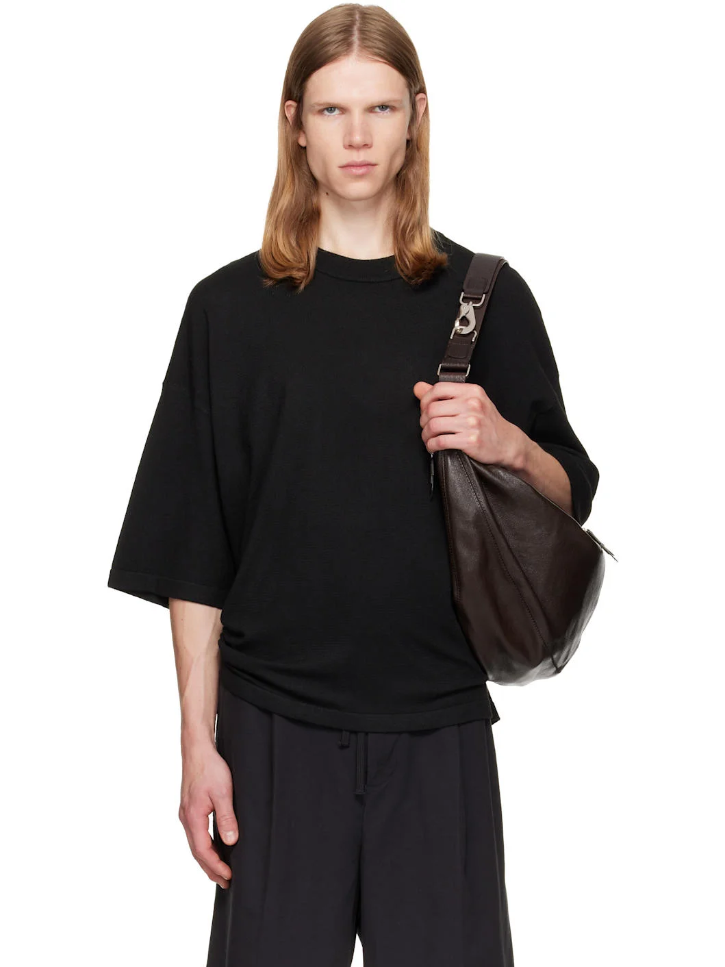 Black Soft Knit T-shirt - 1