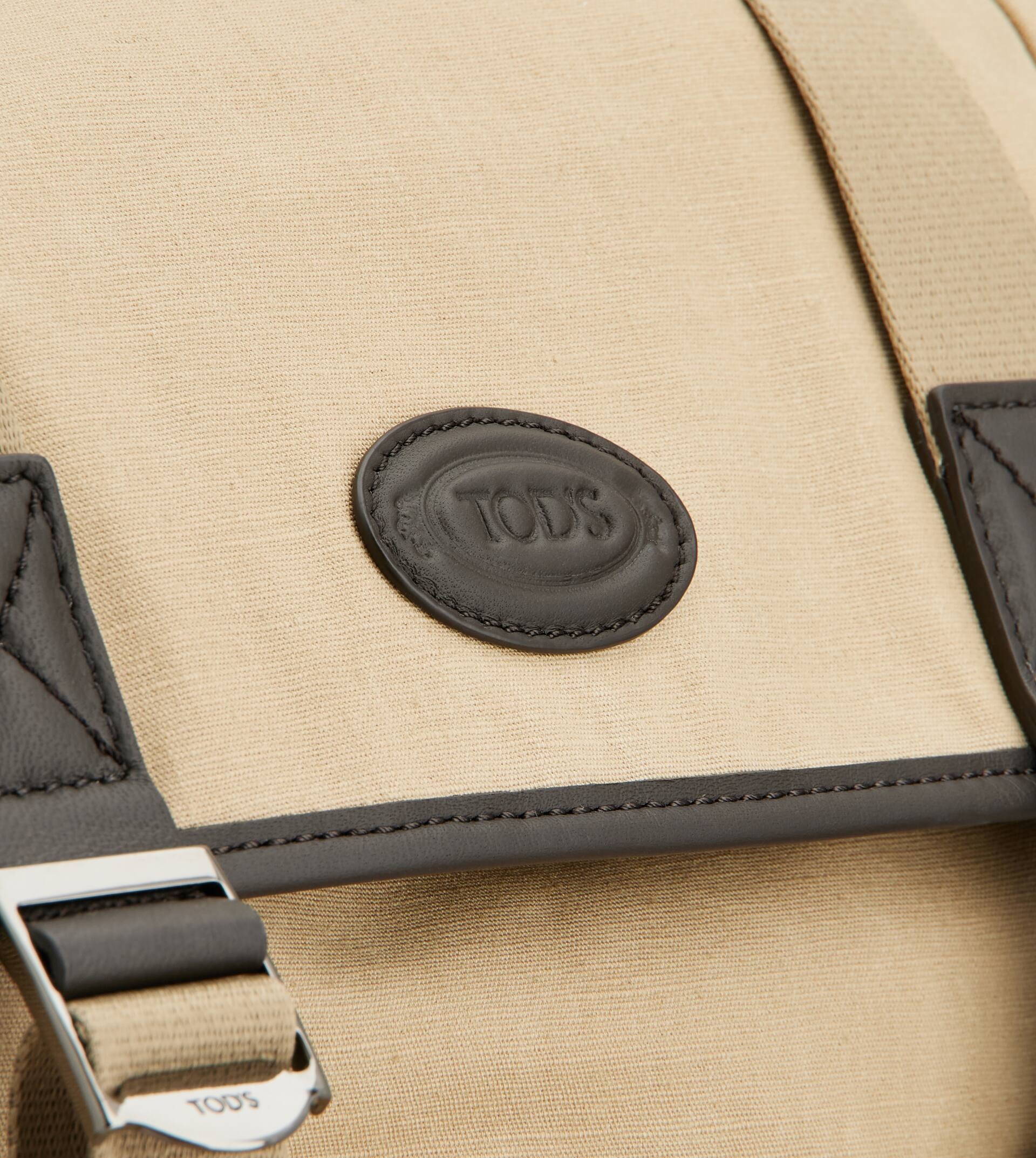 BACKPACK IN CANVAS AND LEATHER MEDIUM - BEIGE, BROWN - 5
