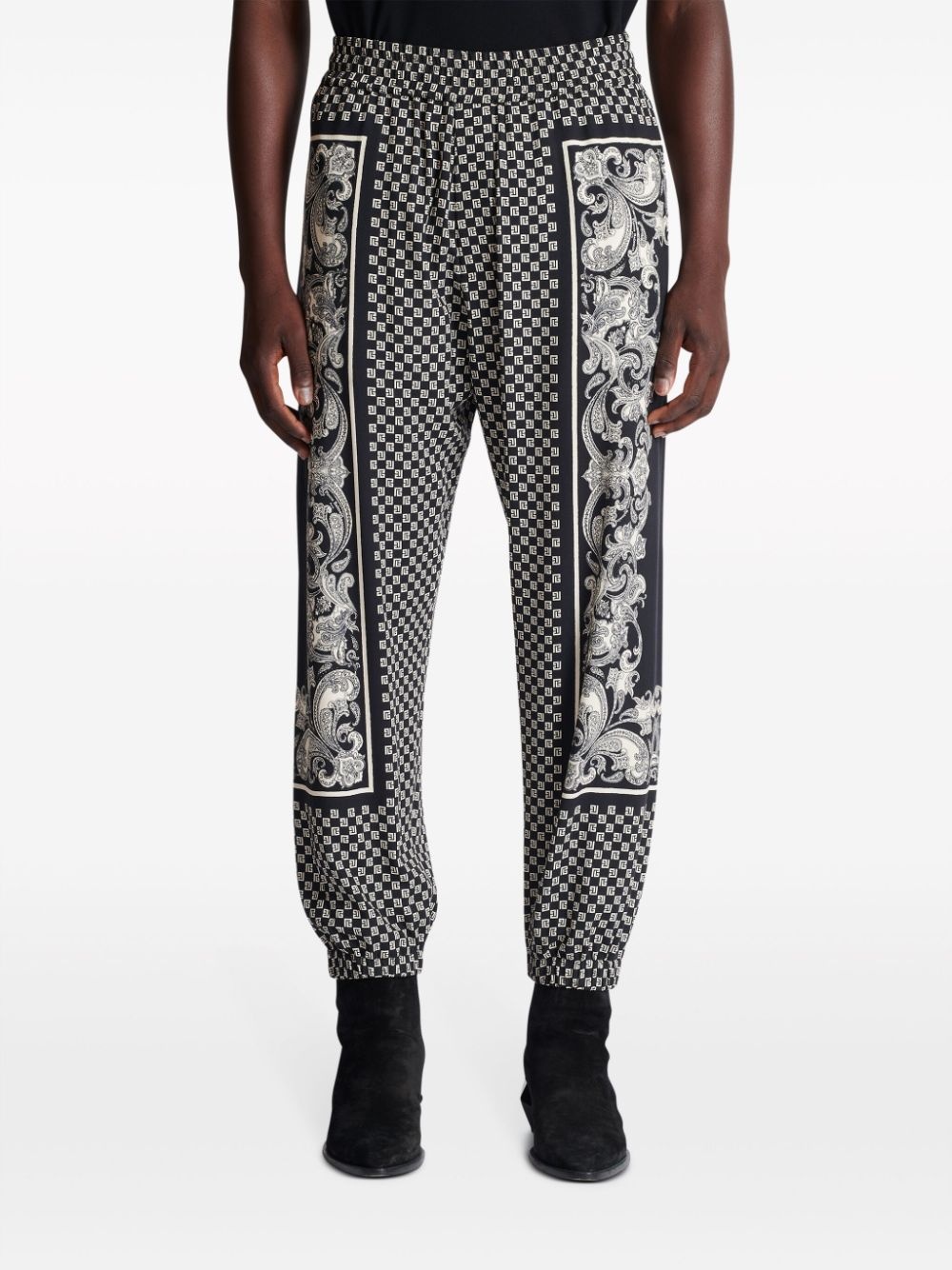 monigram-print elasticated-waistband track pants - 5