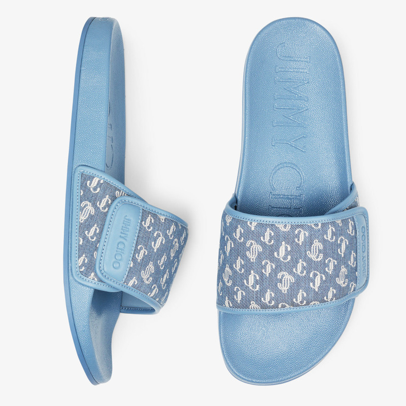 Fitz/M
Smoky Blue Nappa Leather and JC Monogram Denim Slides 5