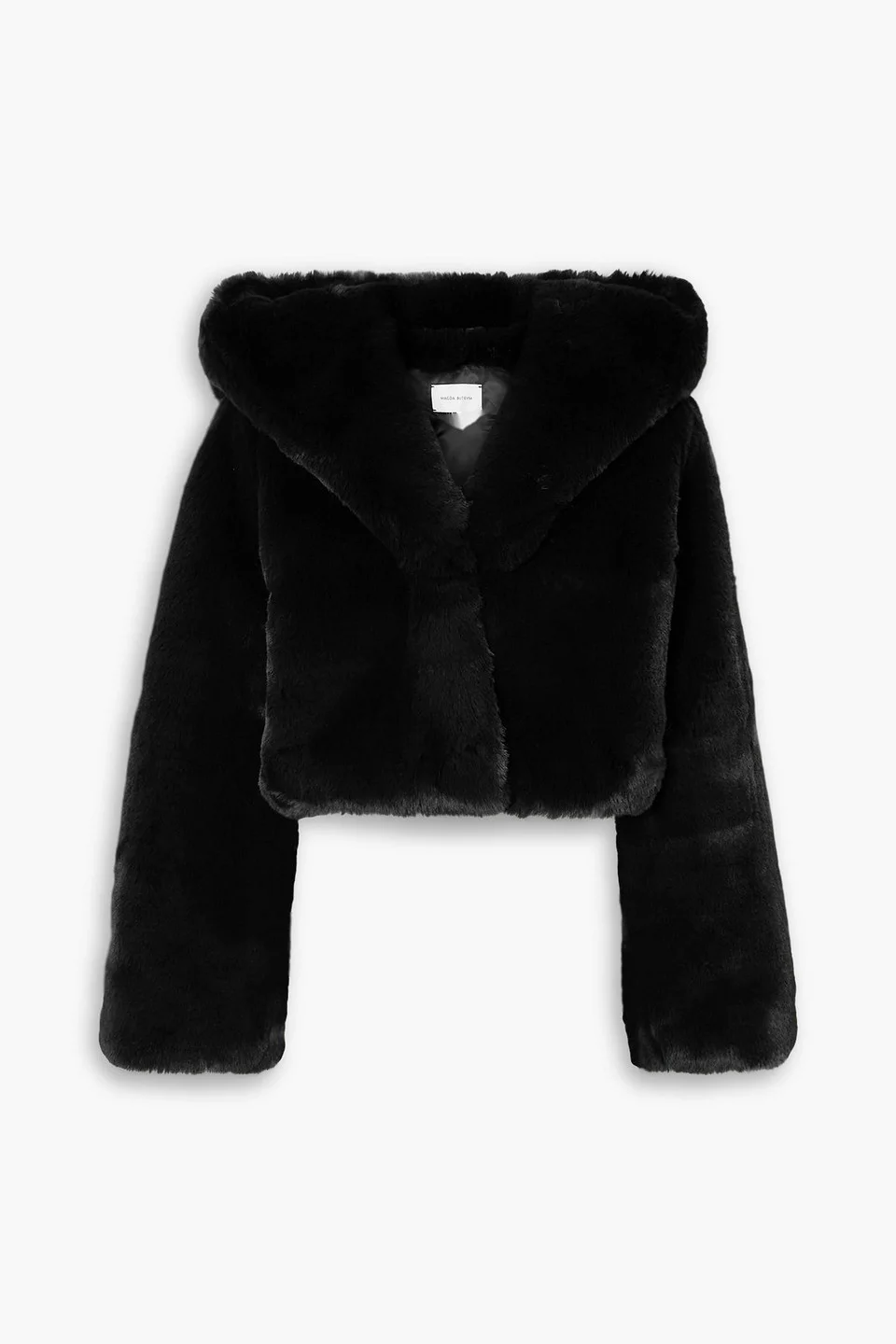 Cropped plush hooded jacket - 1