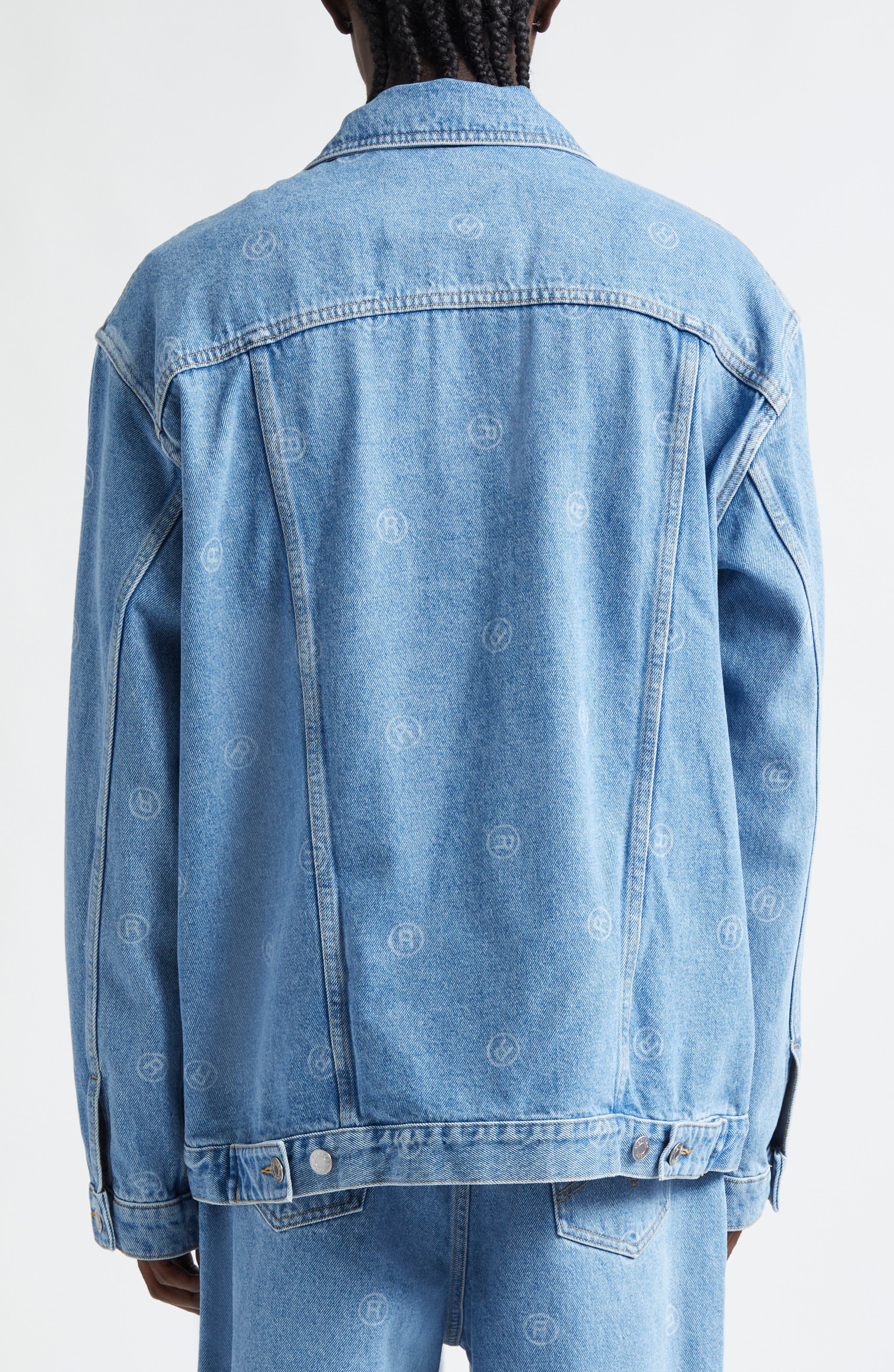Martine Rose Oversize Denim Trucker Jacket in All Over Blue at Nordstrom - 3