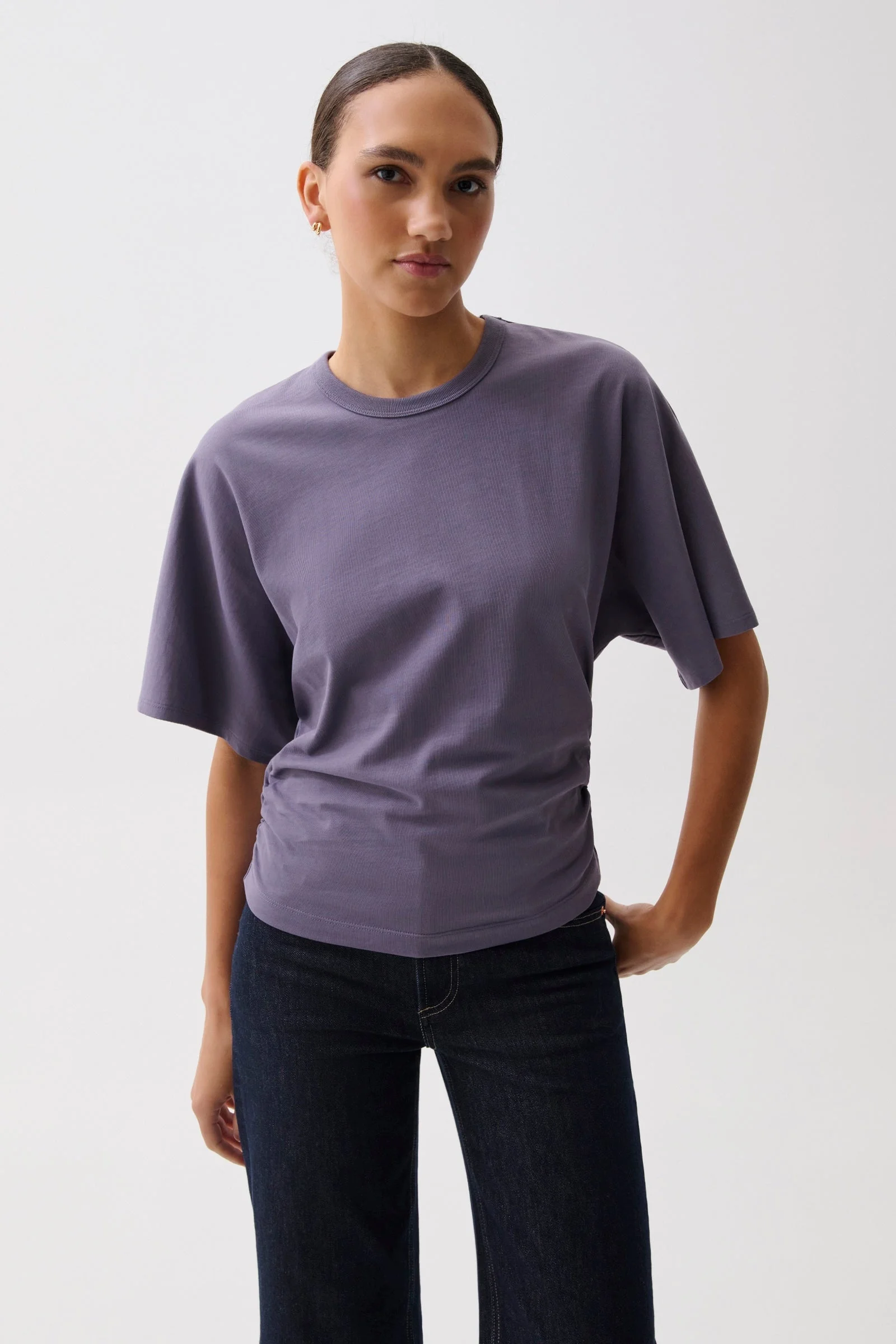 VERONICA KIMONO SLEEVE FITTED TEE - ACAI - 1