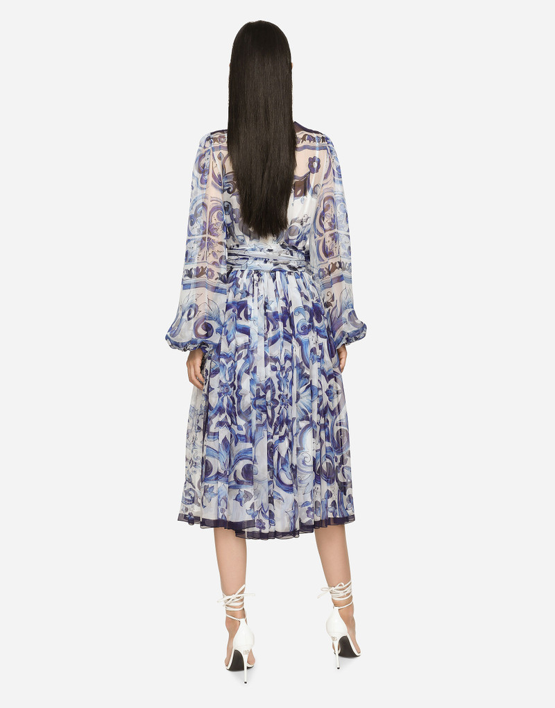 Majolica Print Chiffon Midi Dress 3