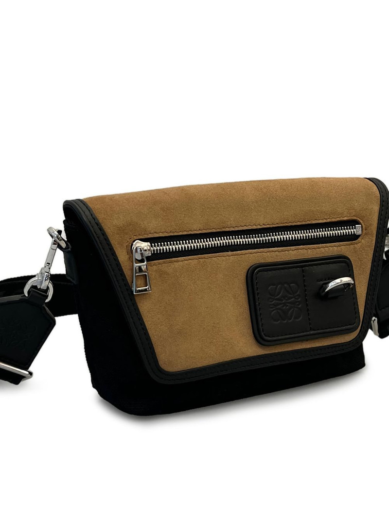Loewe mini Flex zip logo-patch messenger bag outlook