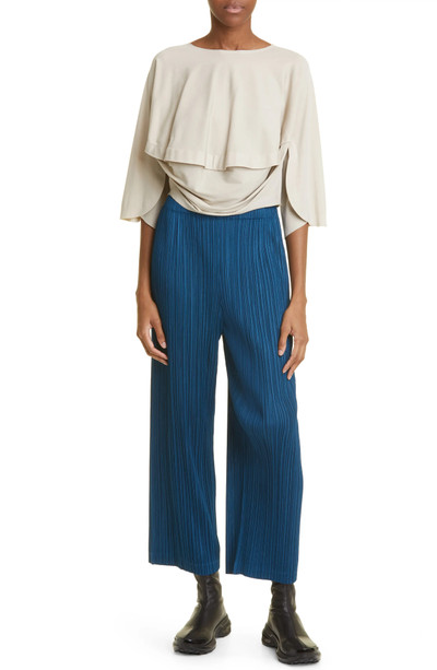 Pleats Please Issey Miyake Thicker Bottoms Pleated Wide Leg Crop Pants outlook