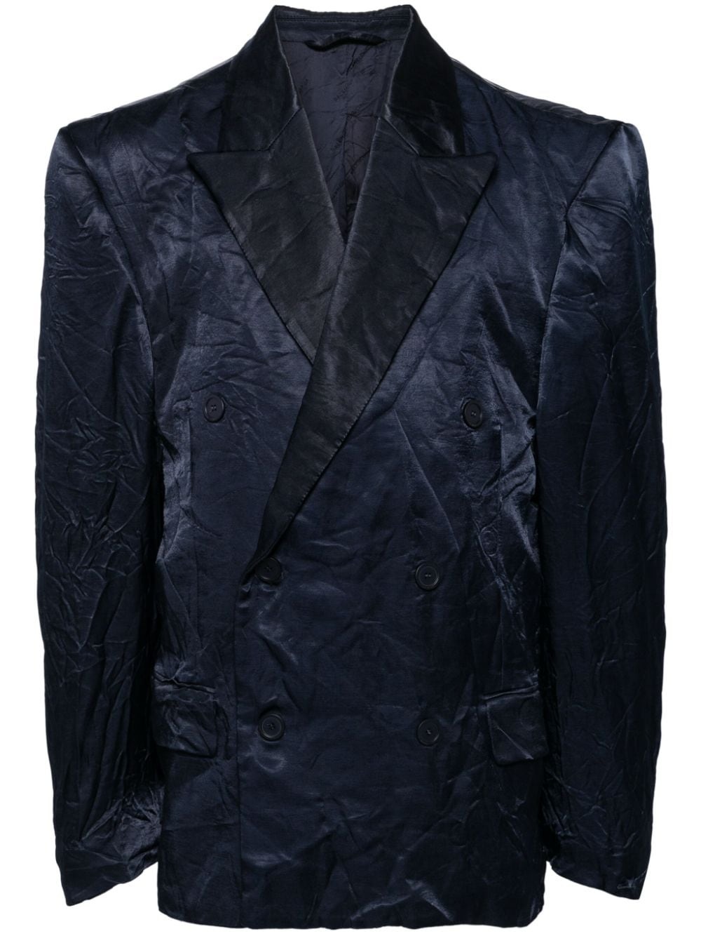 crinkle-effect double-breasted blazer - 1