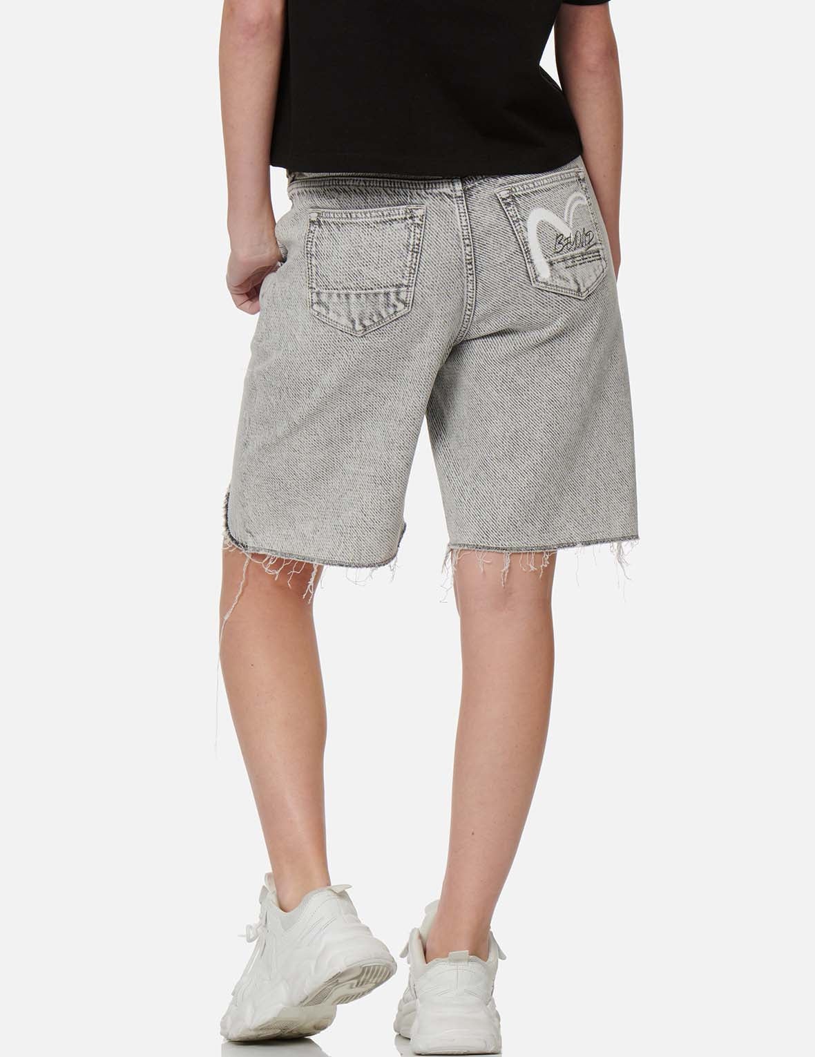 Distressed Bermuda Denim Shorts - 4