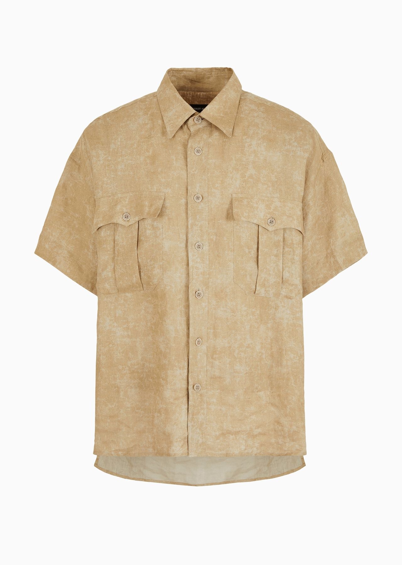 Short-sleeved loose-fit shirt in air-brushed linen - 1