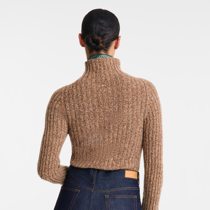 Longchamp High neck sweater Chocolate - Knit outlook