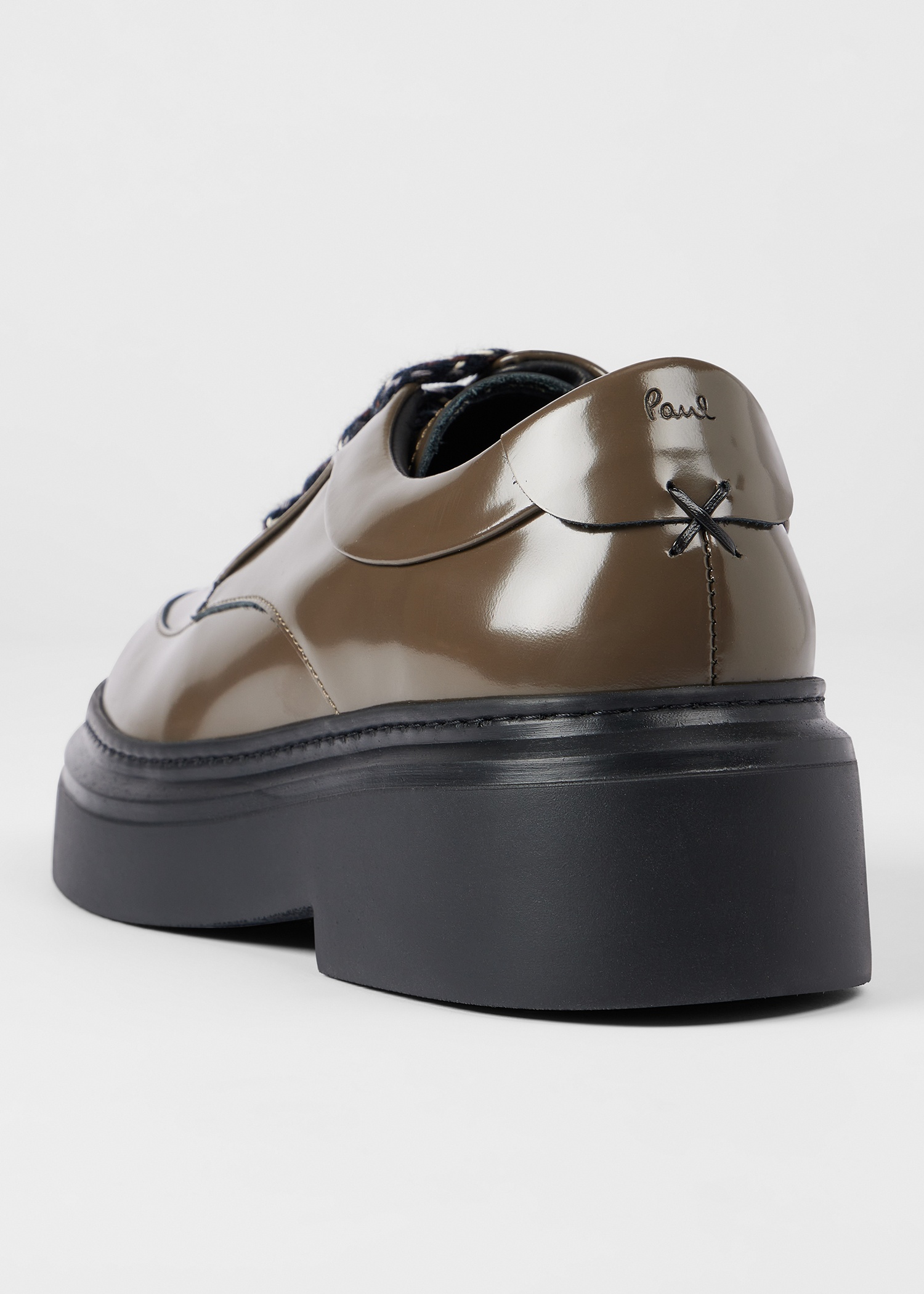Women's Taupe Leather Lace Up Shoes - 5