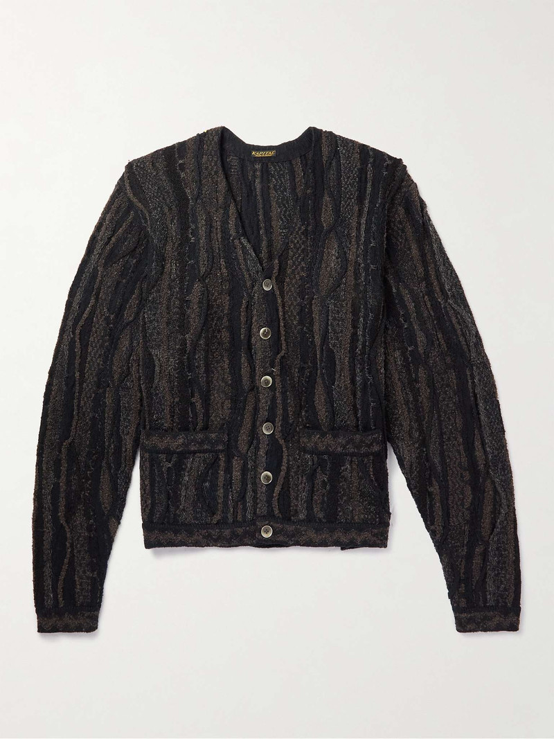 Gaudy Intarsia Cotton-Bouclé Cardigan 1