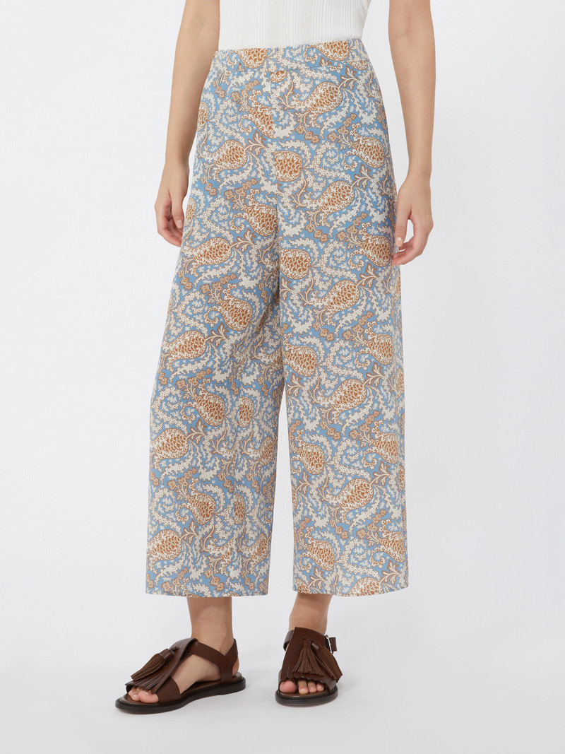 NIRVANA Printed crêpe de Chine trousers - LIGHT BLUE 3
