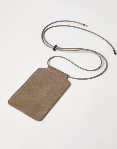 Brunello Cucinelli Suede phone bag with shiny trim outlook