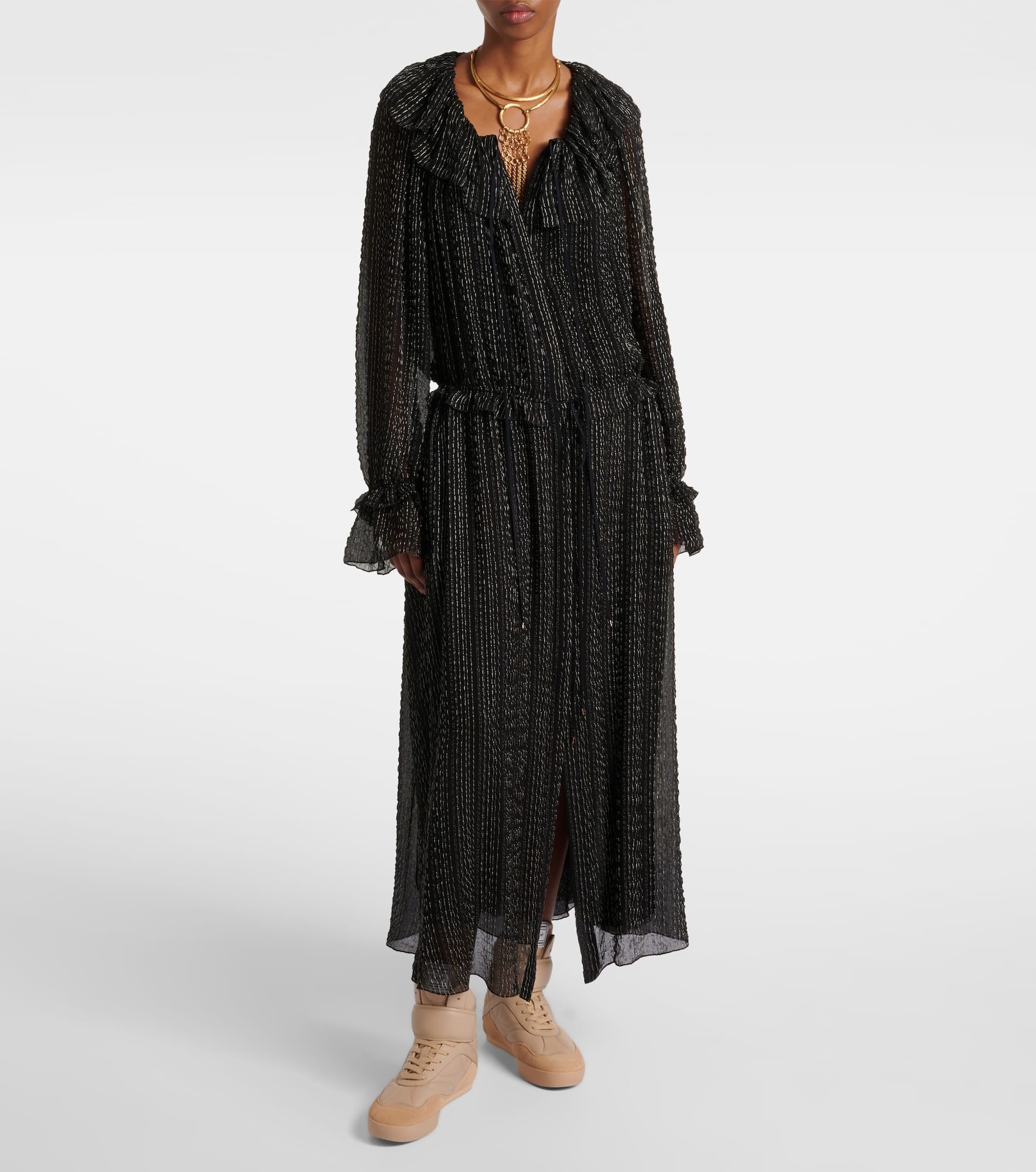 Ruffled gathered silk-blend gown - 2