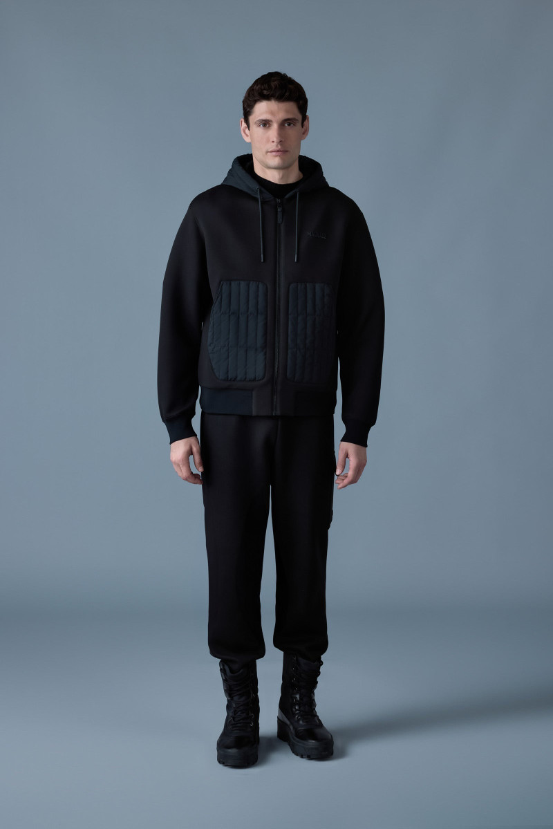 MACKAGE CRUZ Zip-up Hybrid vertical quilt hoodie outlook