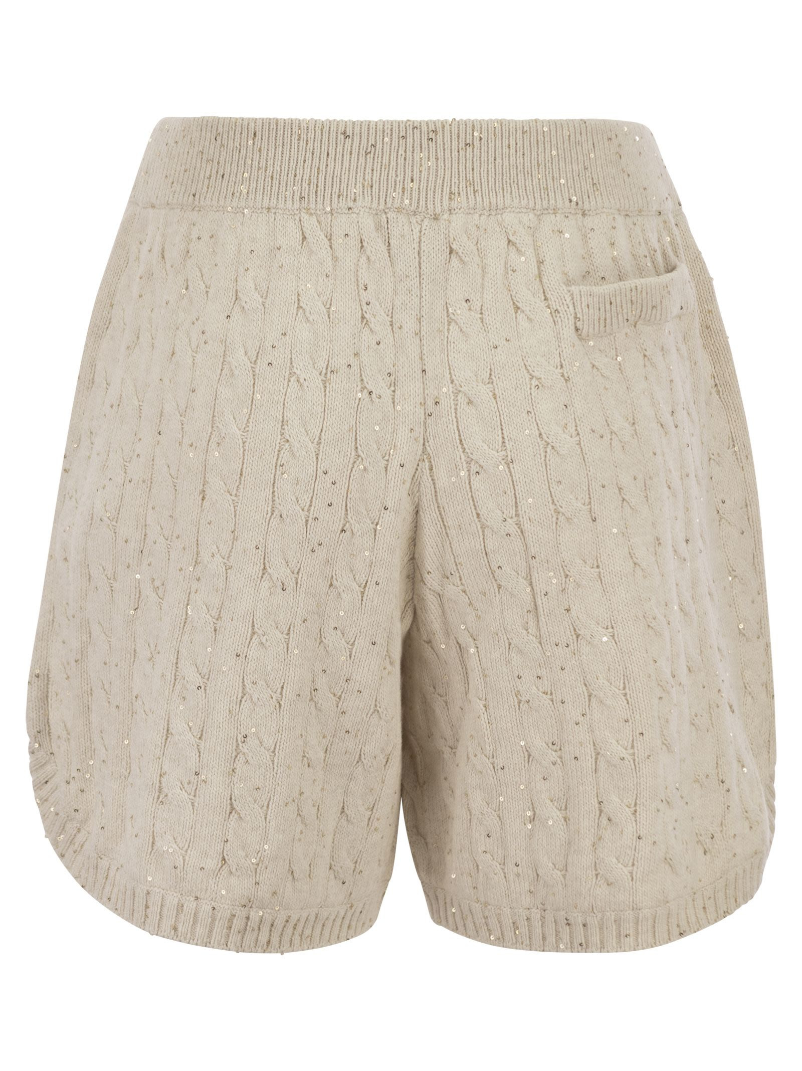 Brunello Cucinelli Women Cotton Knit Shorts With Sequins - 2