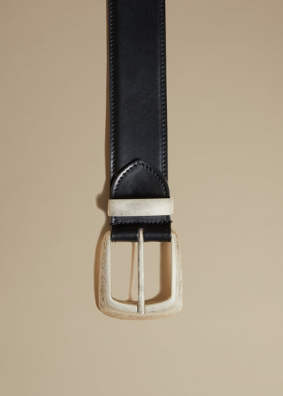 KHAITE The Bruno Belt in Black Leather with Antique Silver outlook