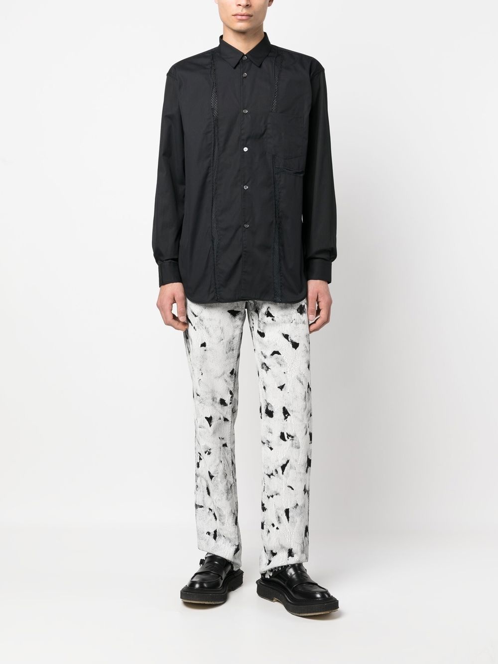 mesh-panelled long-sleeve shirt - 2