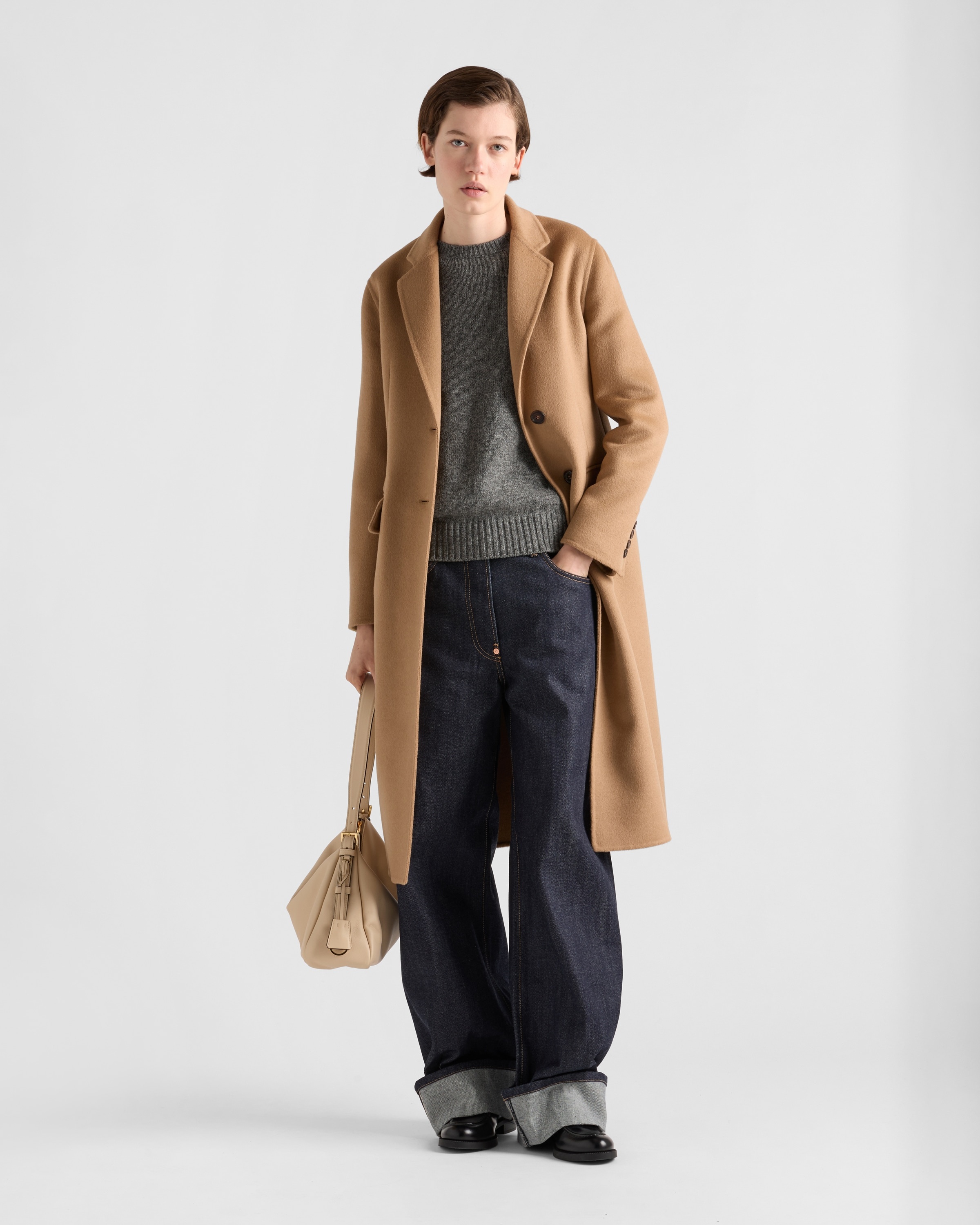 【プラダ・PRADA】Single-breasted cashgora coat Prada Single-breasted cashgora coat | REVERSIBLE