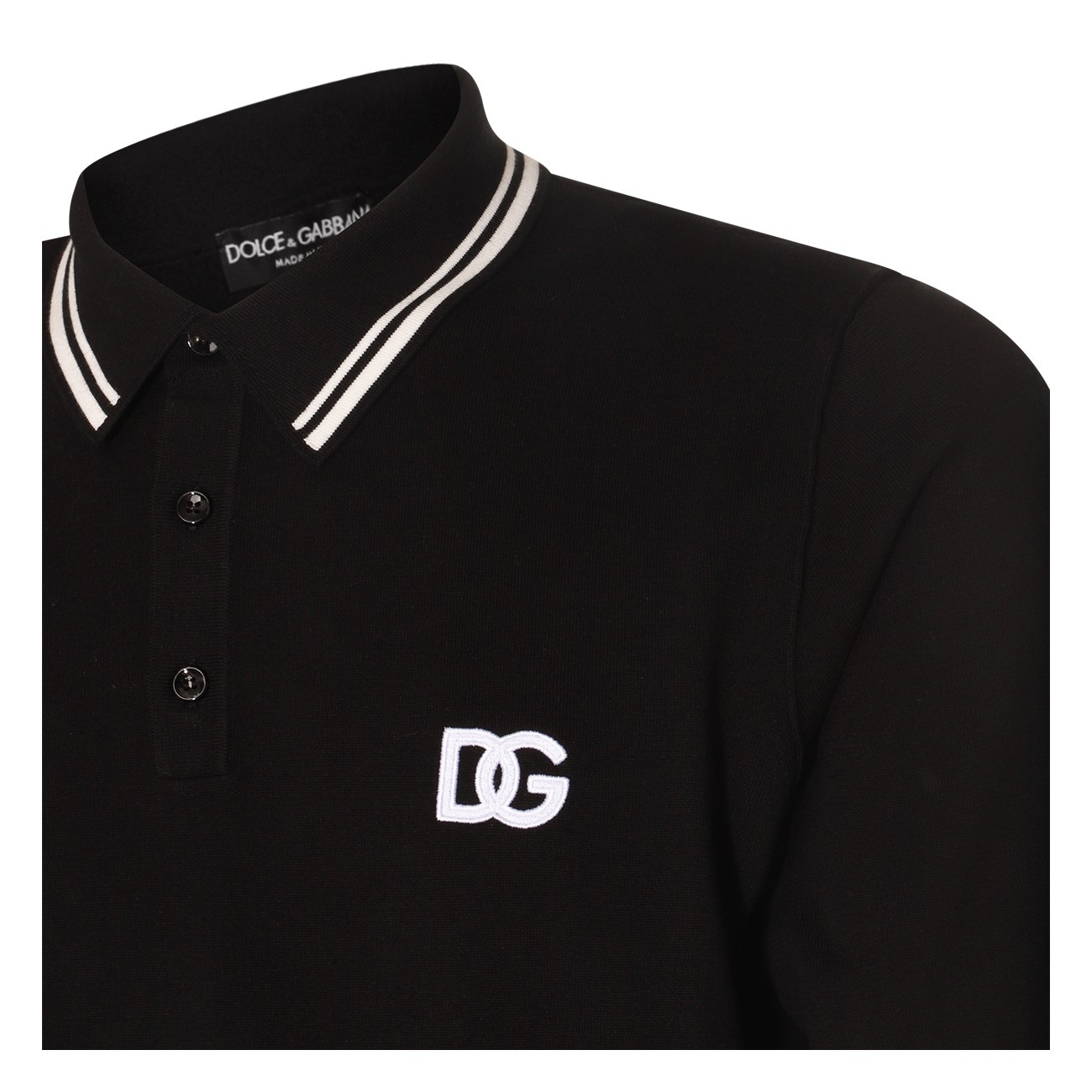 black and white cotton blend polo shirt - 3