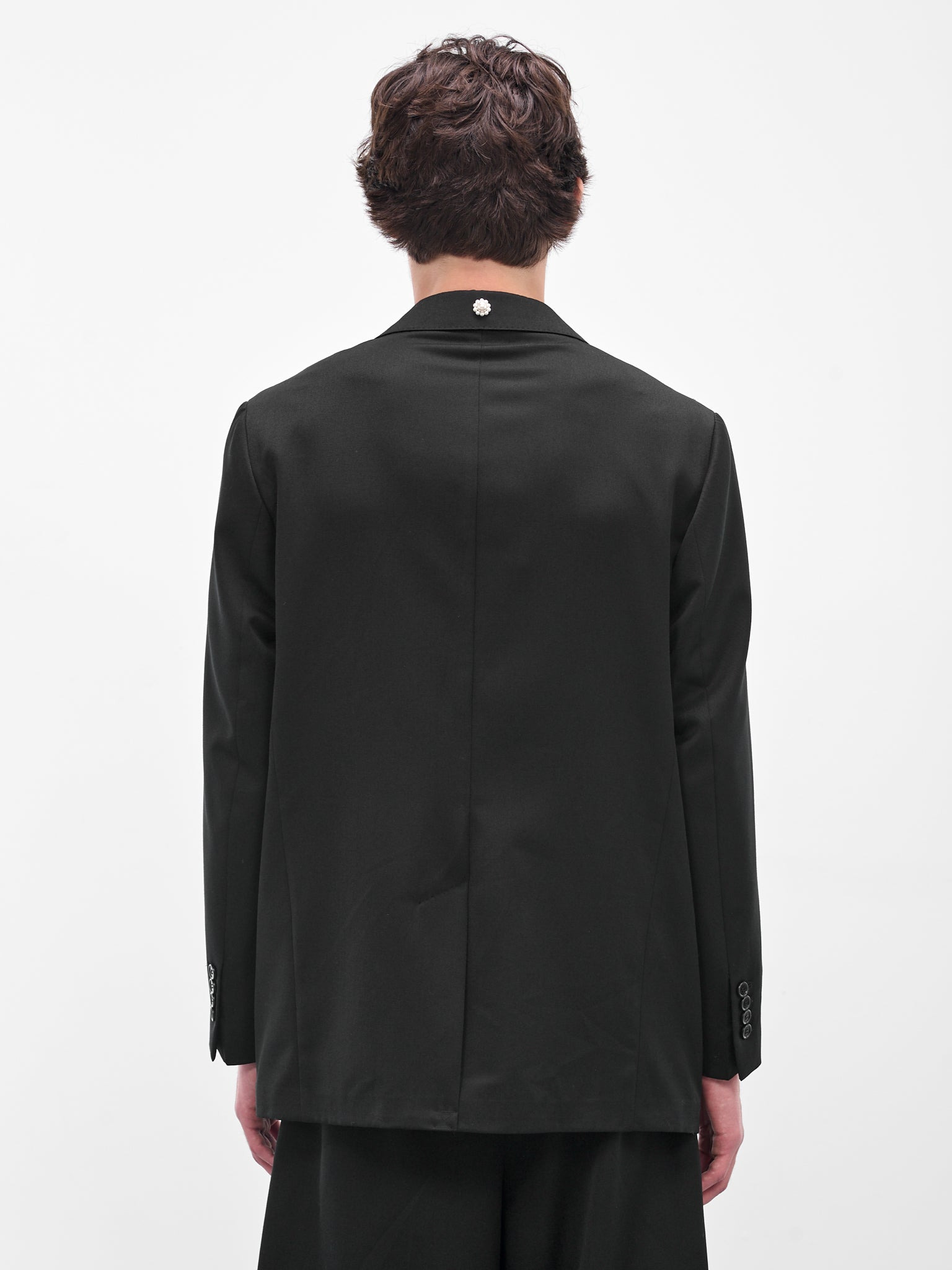 Black Relaxed Wide Peak Jacket - 3