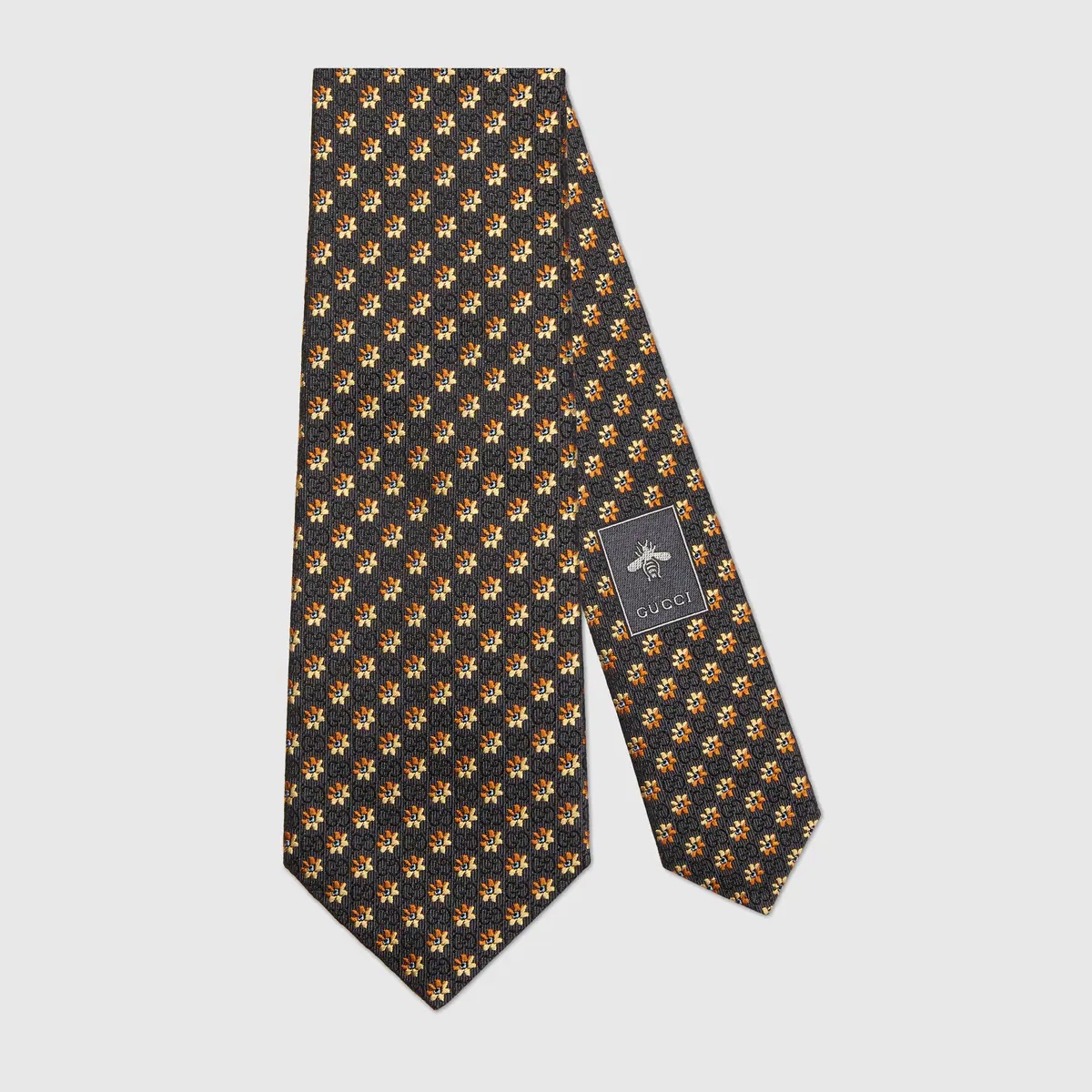 Flowers and GG silk jacquard tie - 1