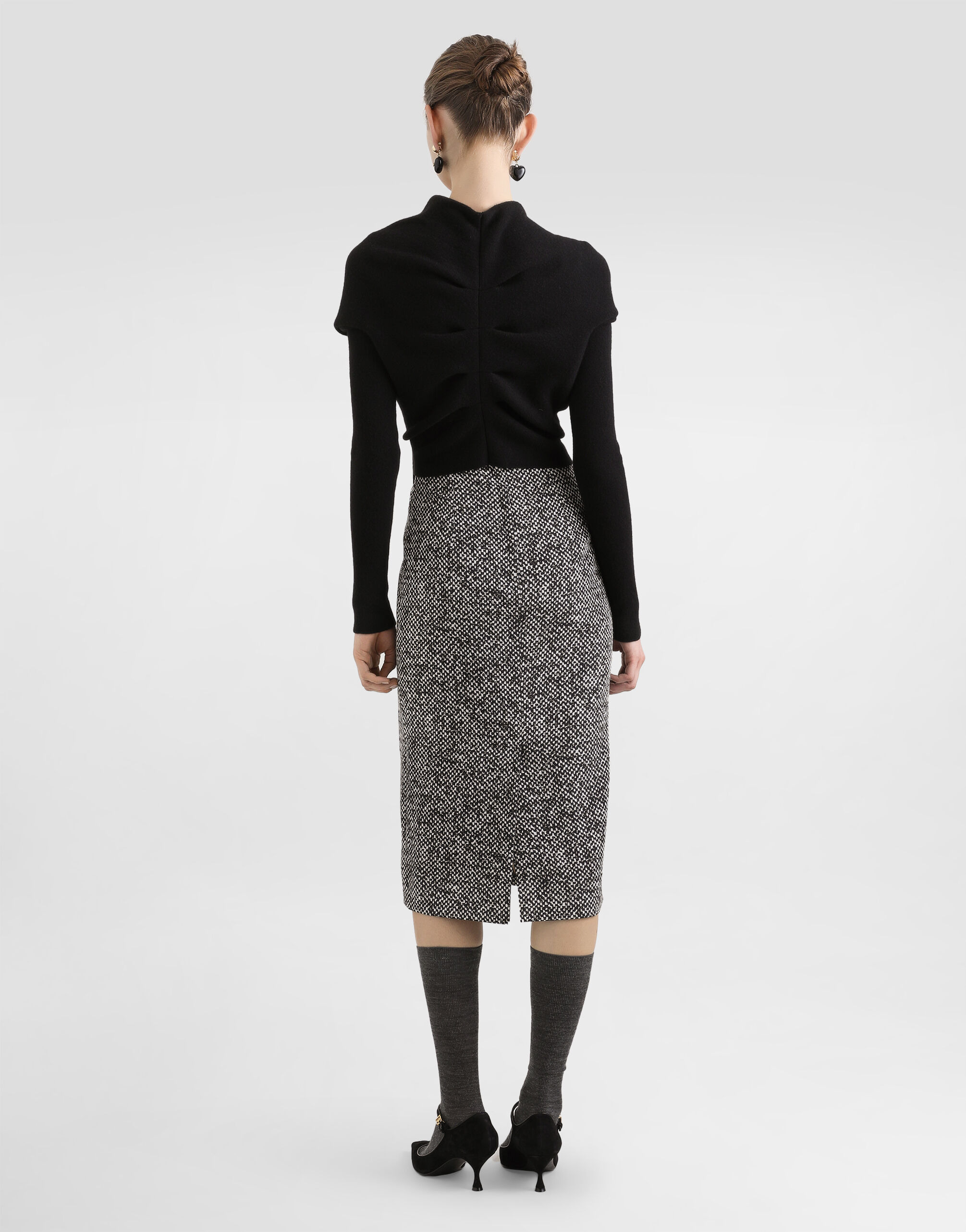 Heavy crêpe dress with damier print - 3