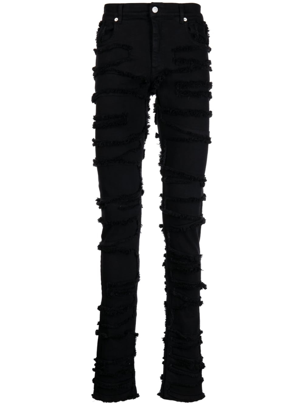 distressed frayed skinny jeans - 1