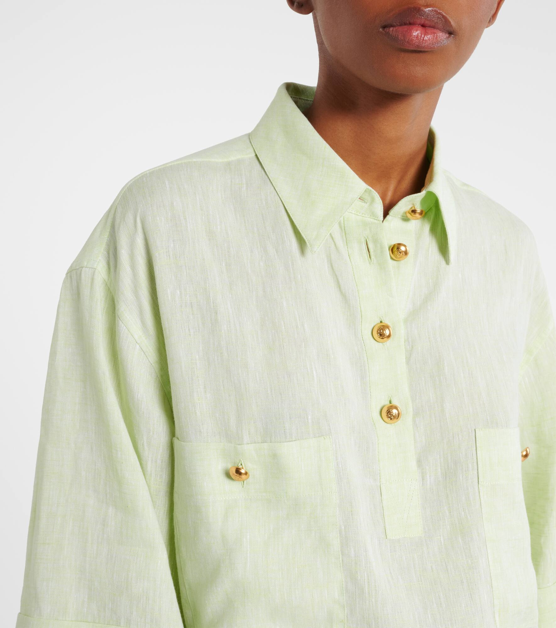 Oversized linen polo shirt - 4