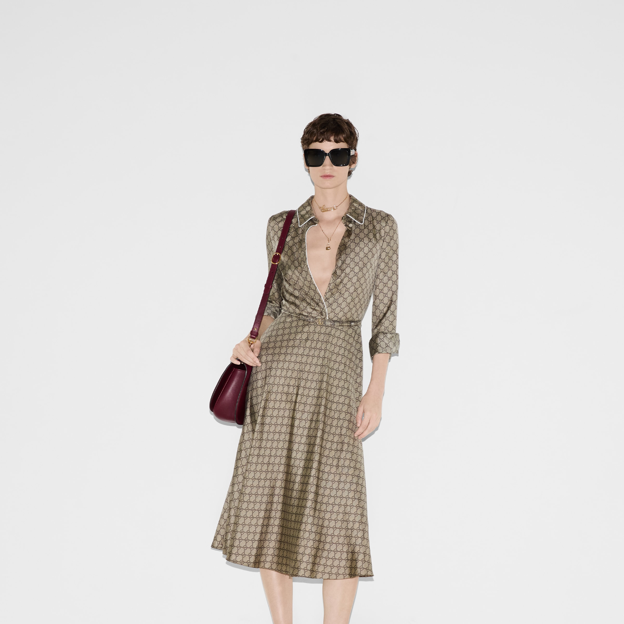 GG silk twill dress - 6