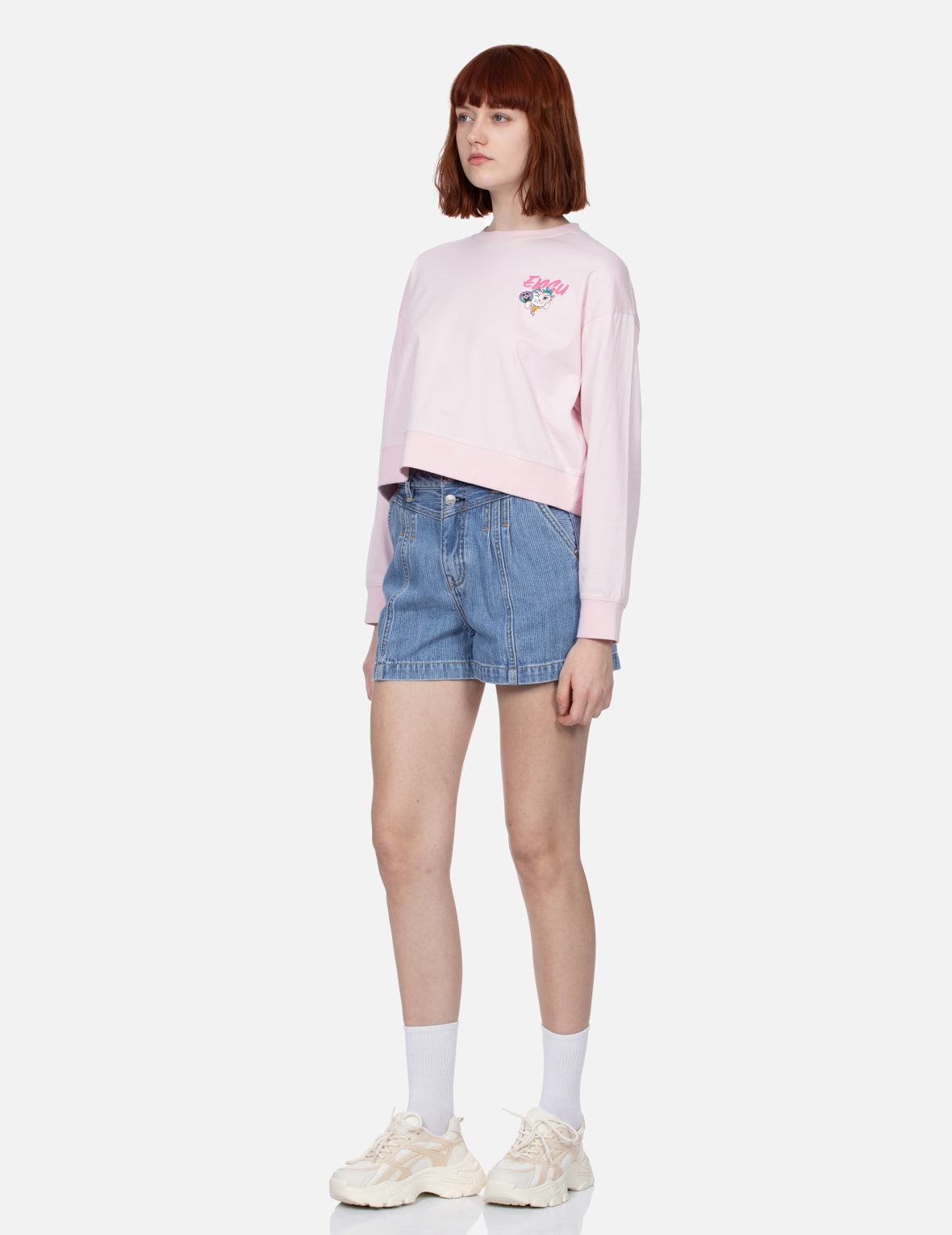 FORTUNE CAT PRINT CROPPED SWEATSHIRT - 4