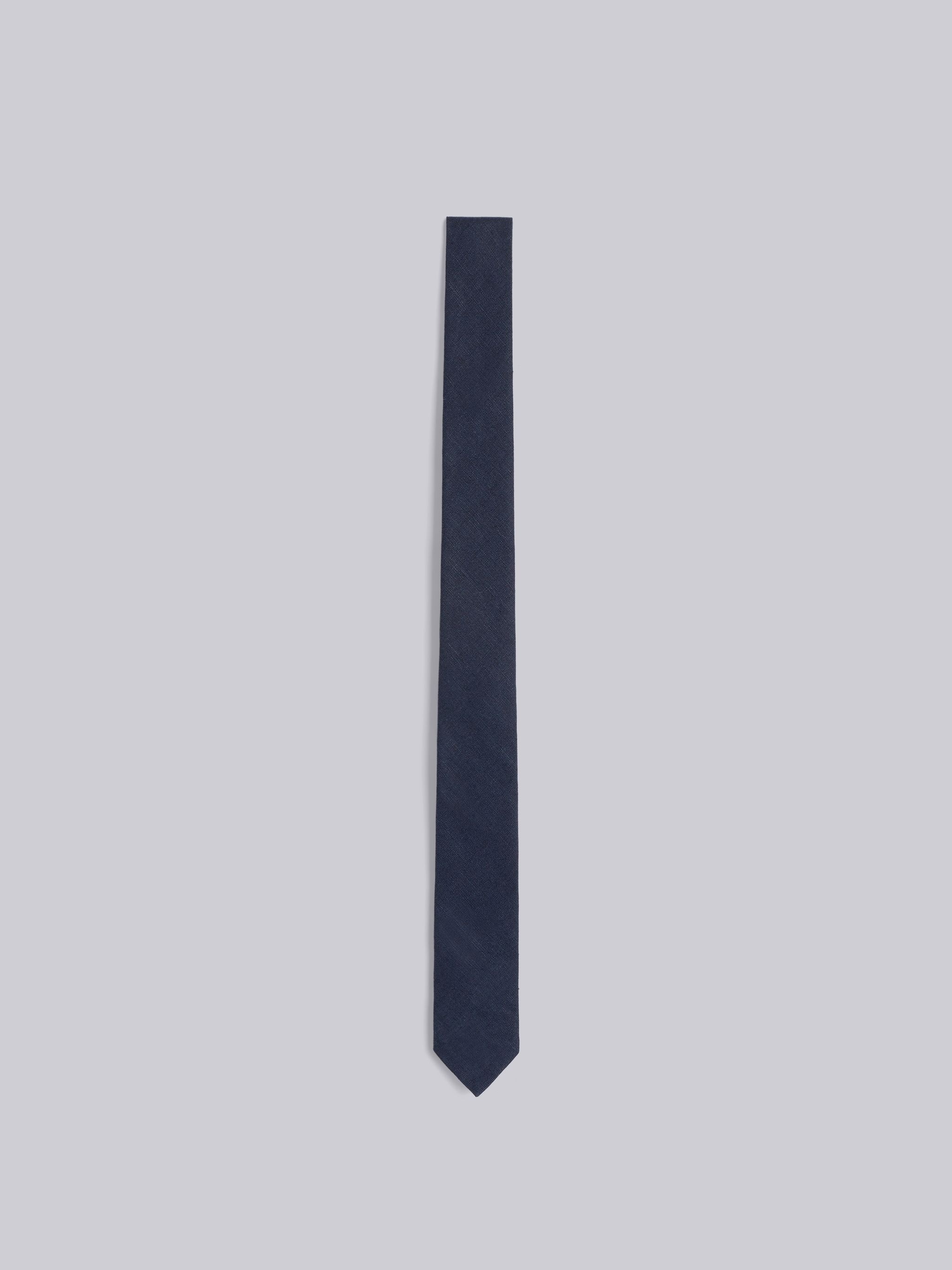 Navy Linen Classic Tie - 1