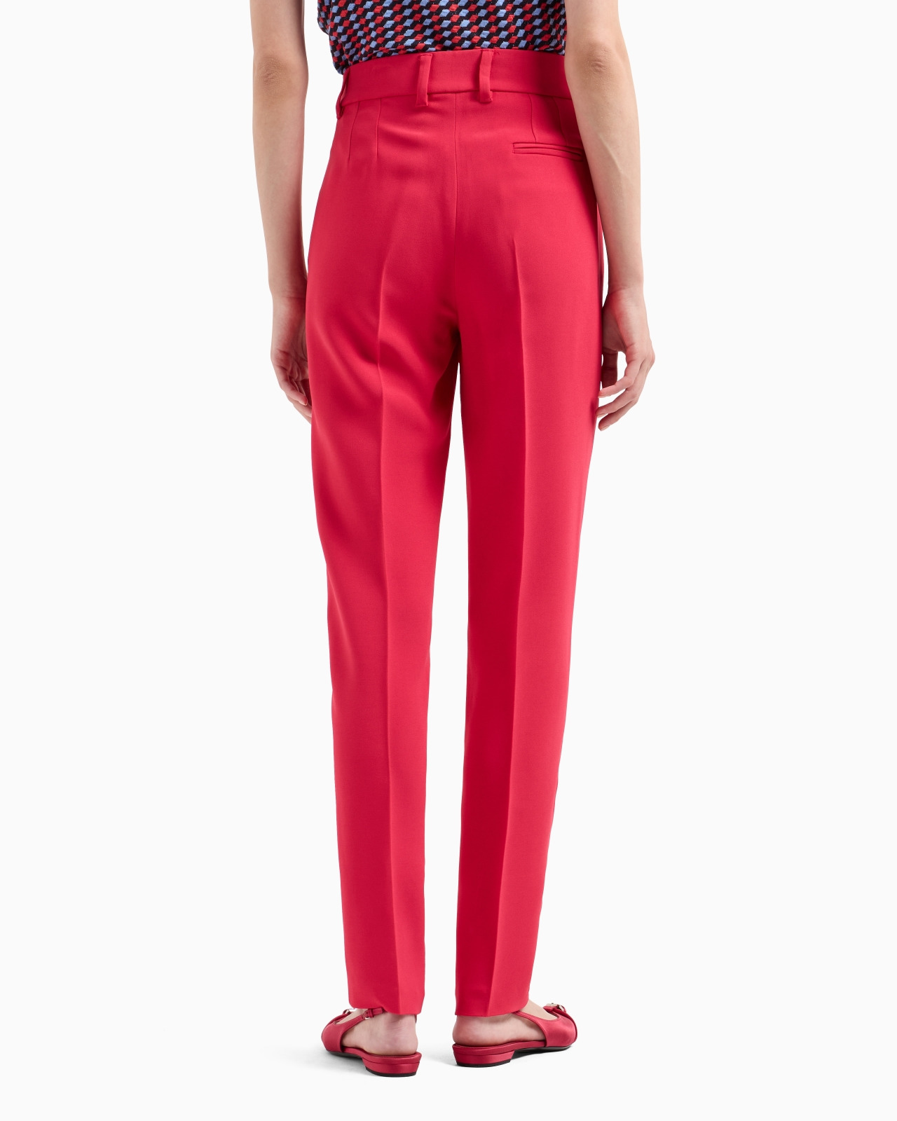 Cady crêpe trousers with belt loops and rib - 3