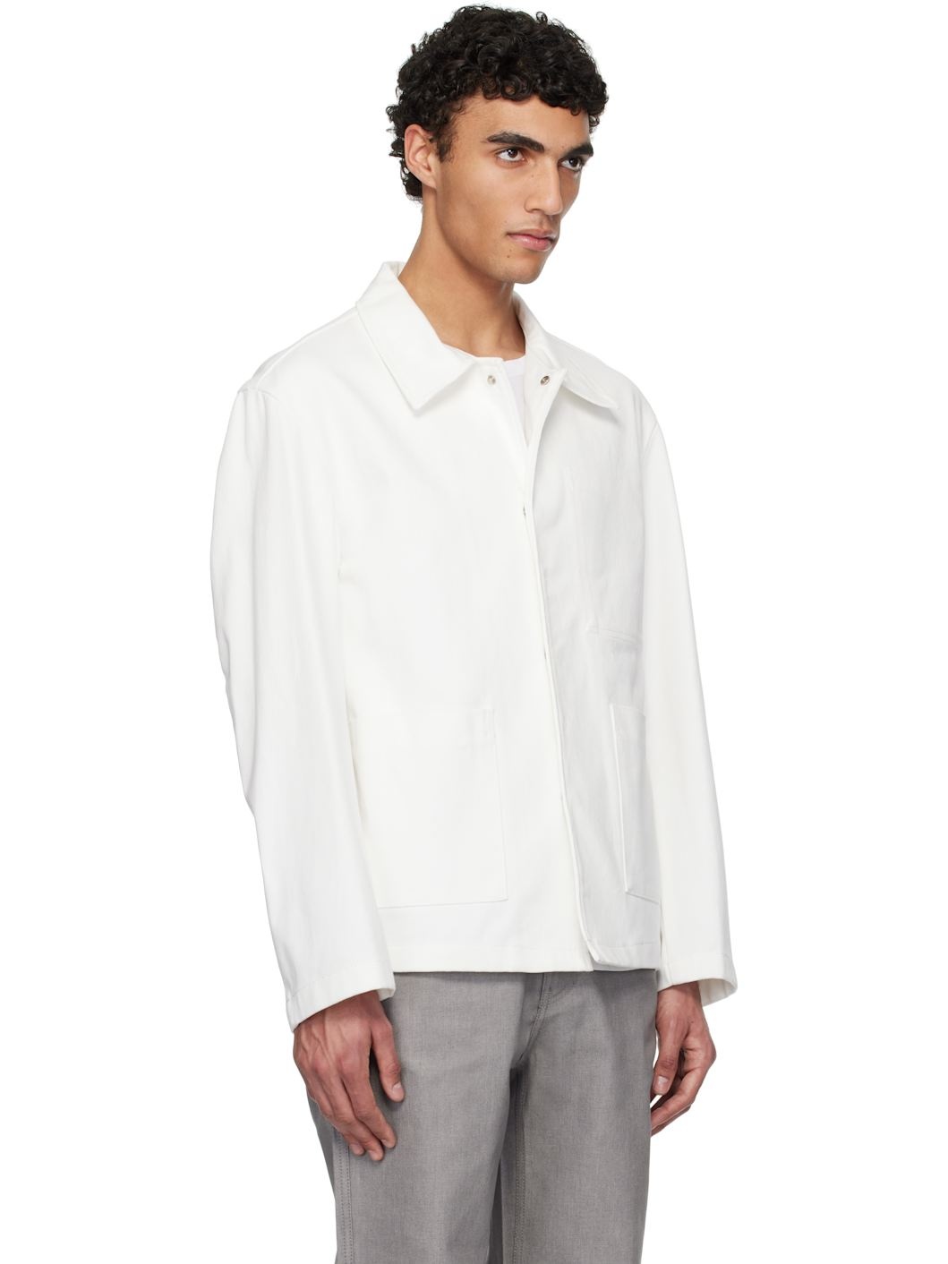 White Pocket Denim Jacket - 2