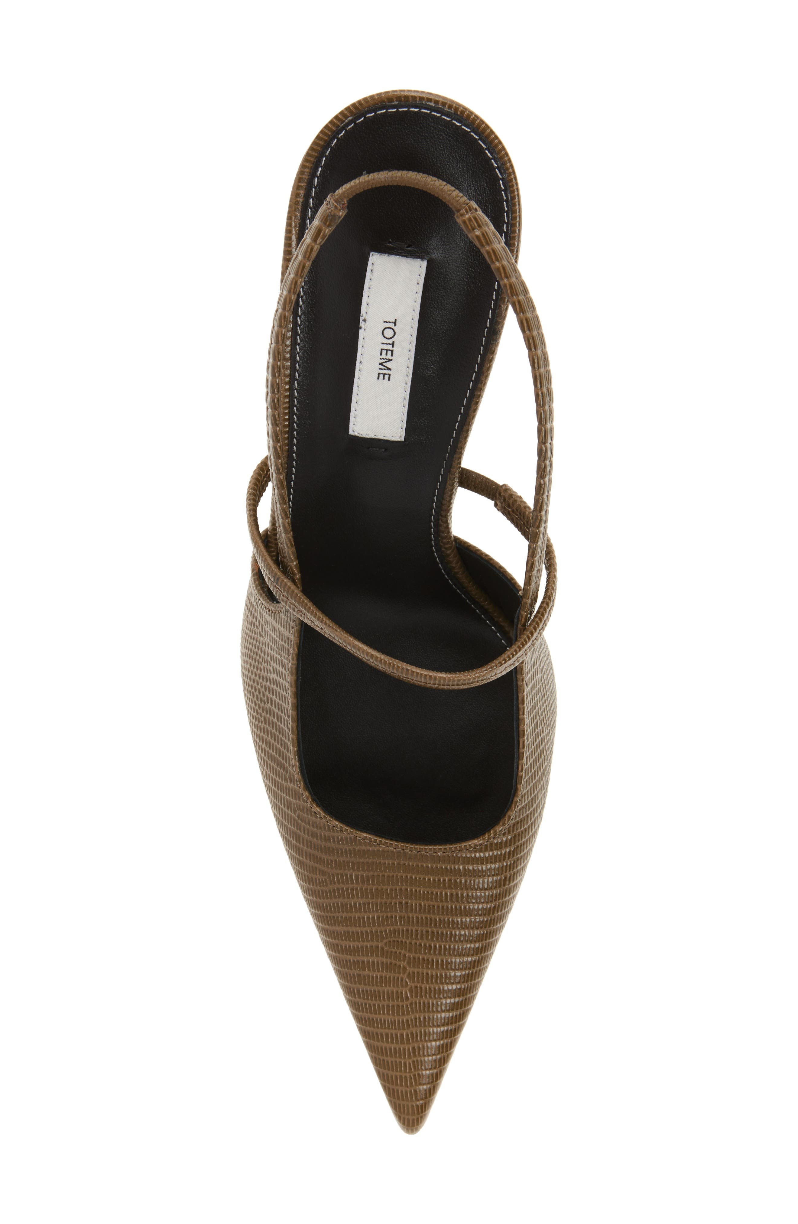 TOTEME Lizard Embossed Sharp Pointed Toe Slingback Pump in Dark Olive at Nordstrom - 5