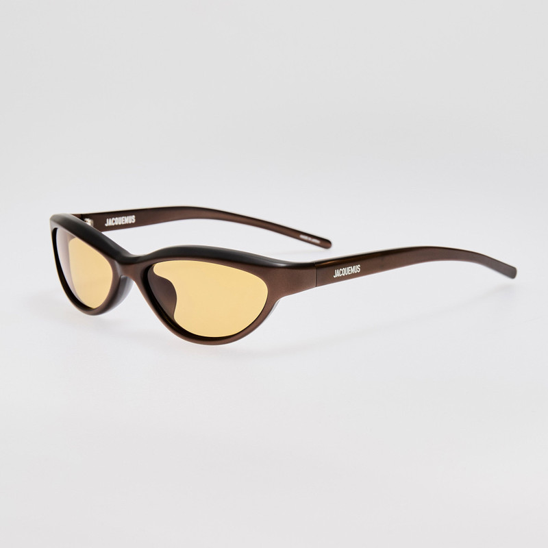 LINDA FARROW Curvo Sunglasses in Metallic Brown outlook
