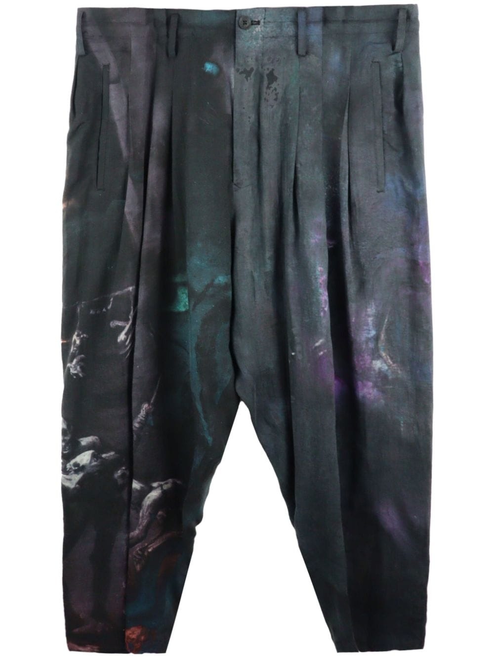 abstract-print drop-crotch trousers - 1