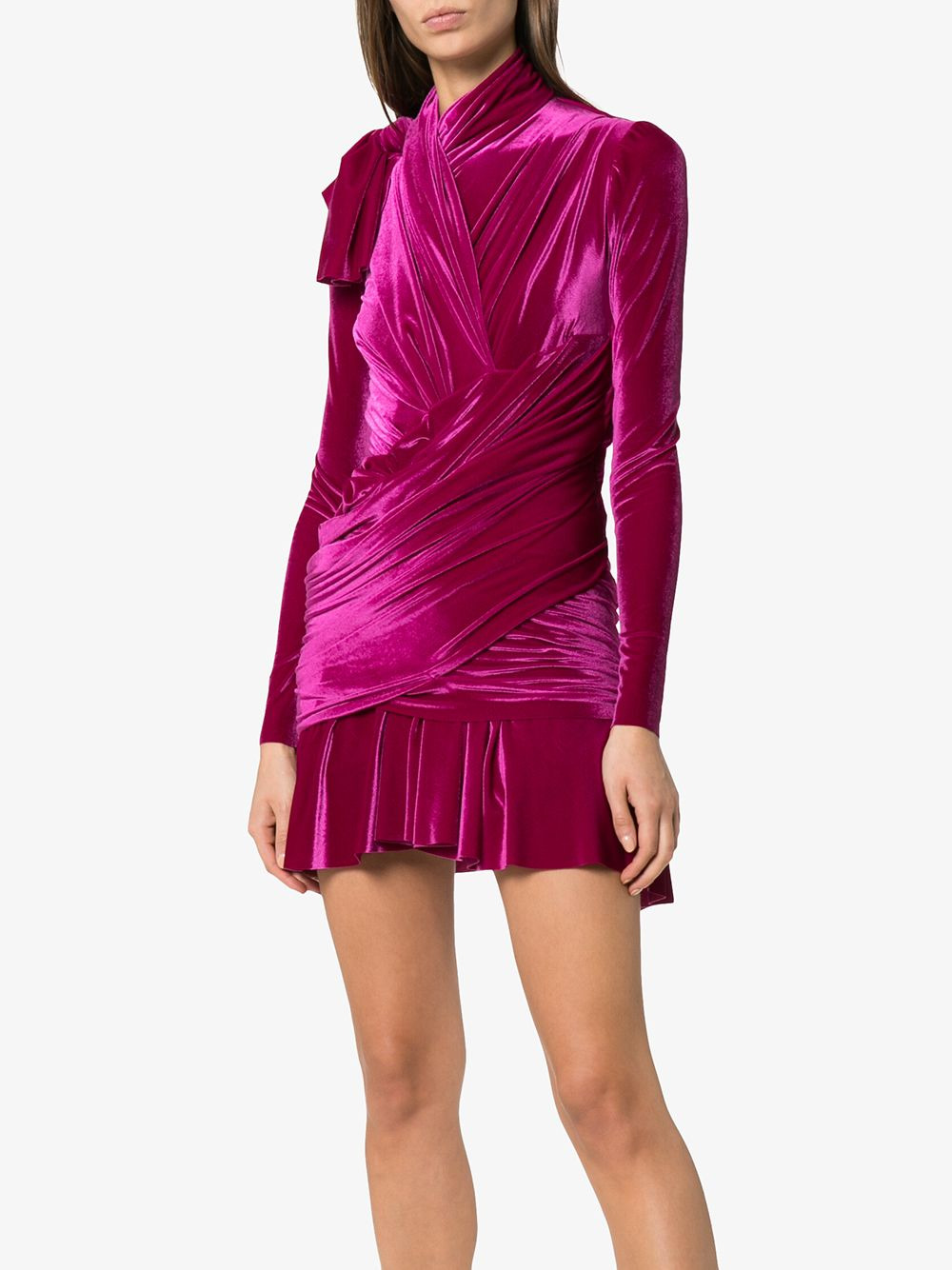 wrap velvet mini dress - 3