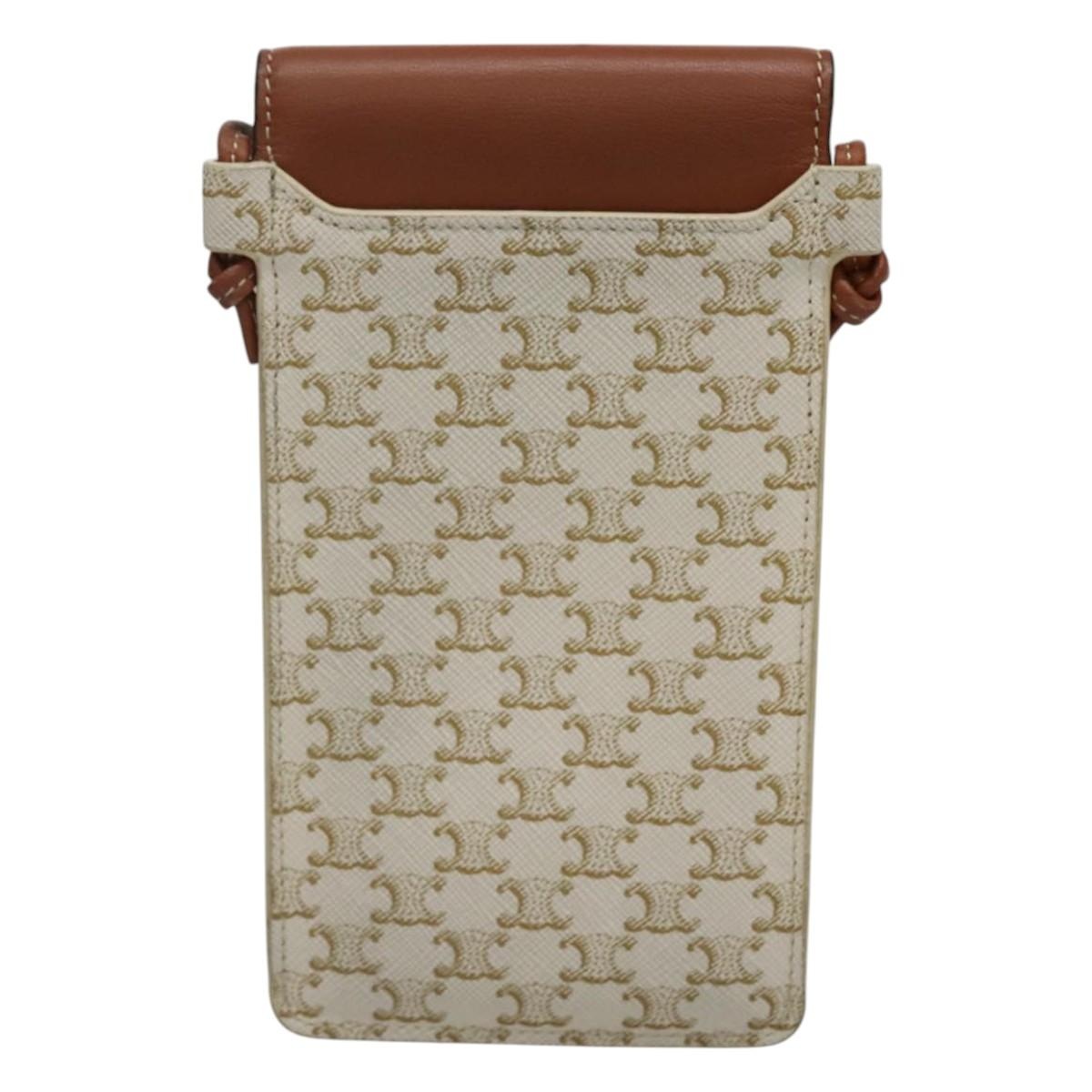 CELINE Triomphe Phone Holder Shoulder Bag Pvc White - 3