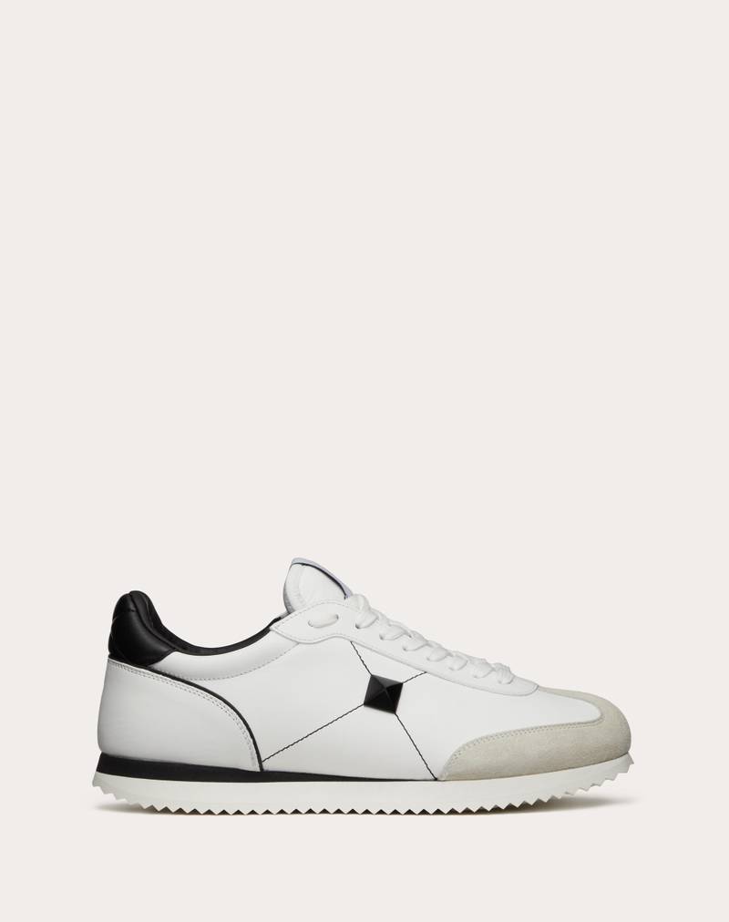 STUD AROUND LOW-TOP CALFSKIN AND NAPPA LEATHER SNEAKER 1