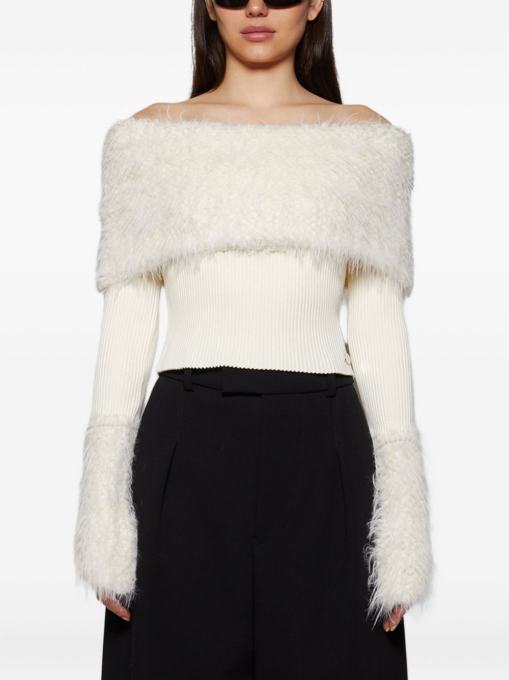 ribbed hairy-detail sweater - 3