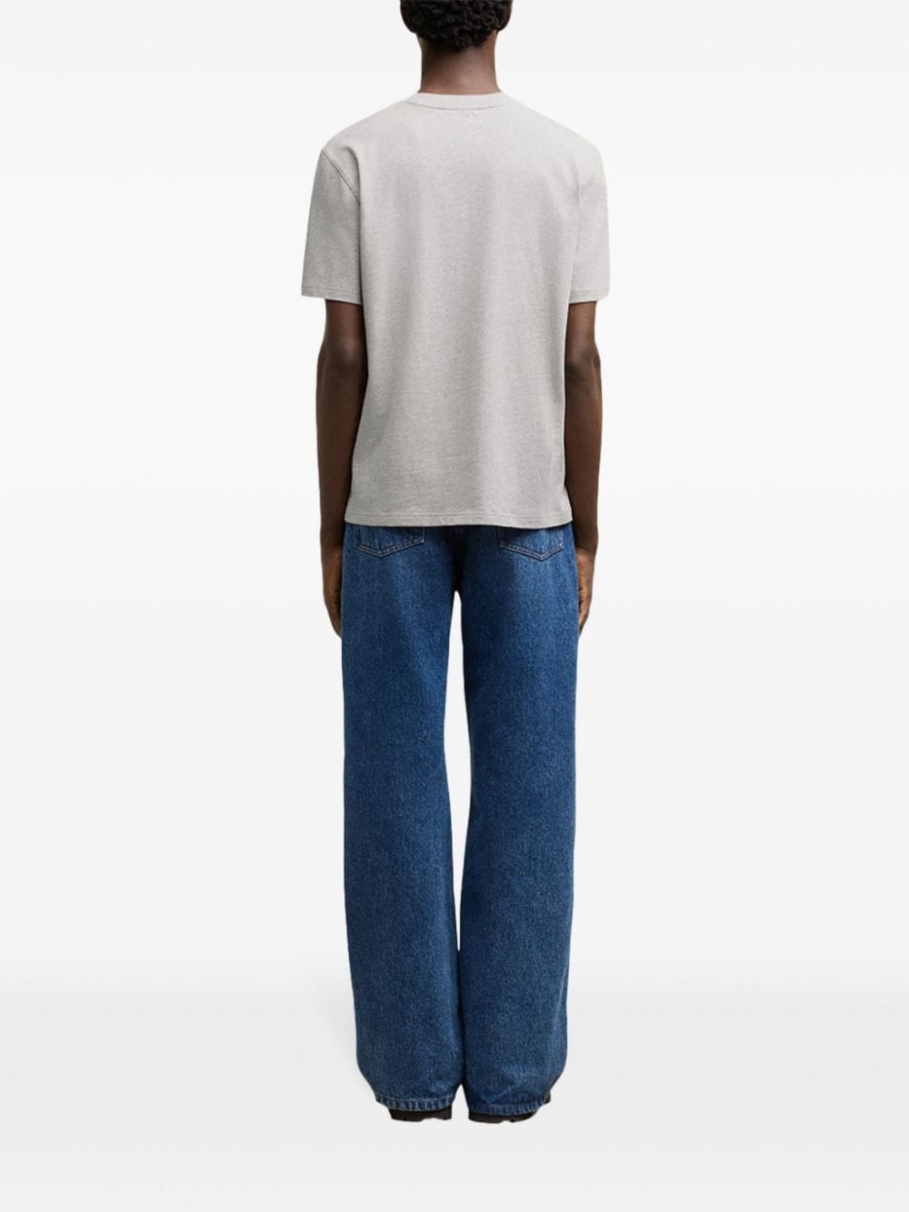 embroidered logo ribbed neck t-shirt - 4