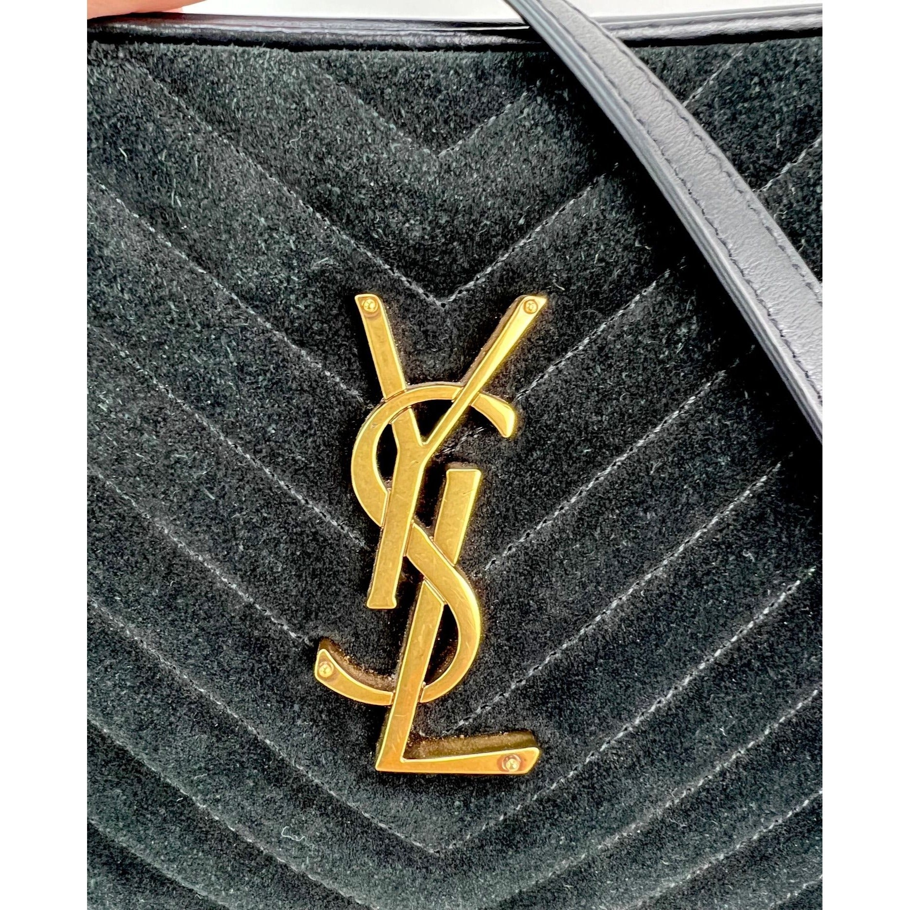 YVES SAINT LAURENT Lou Camera Matelasse Black Suede Crossbody Bag - 9