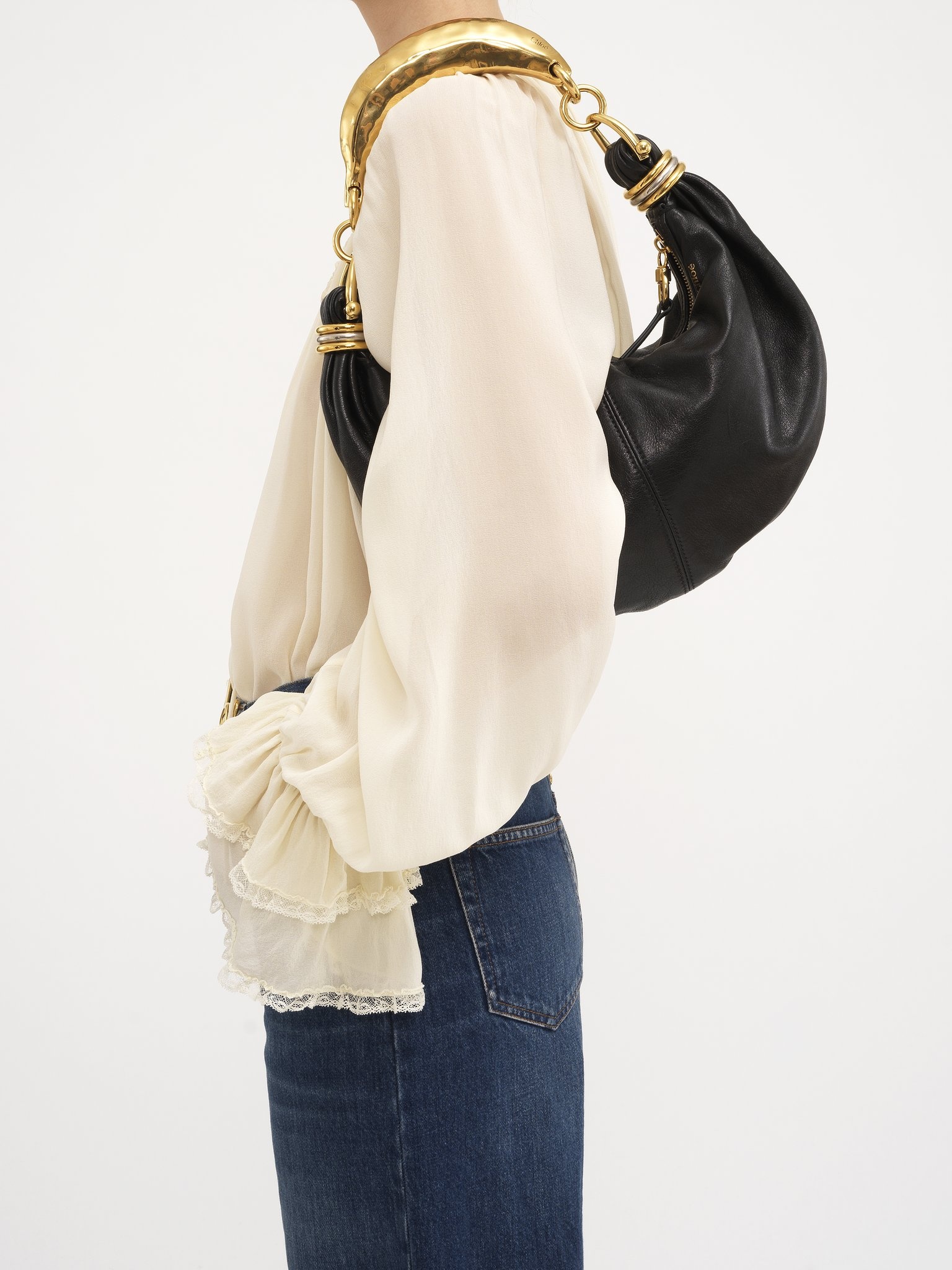 SMALL BRACELET HOBO BAG IN GRAINED LEATHER - 8