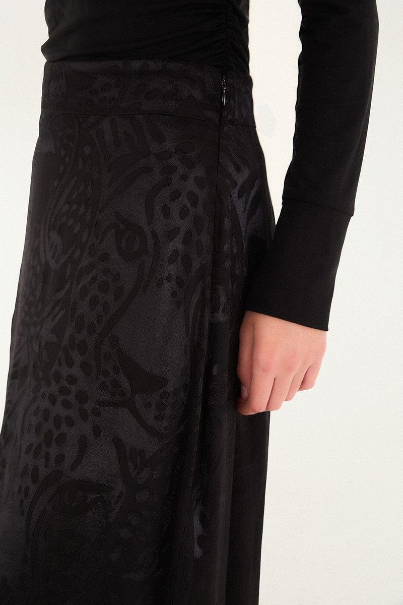Black Midnight Leopards Jacquard Maxi Skirt 3